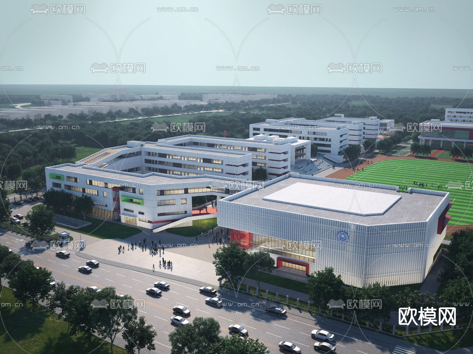 学校鸟瞰3d模型下载