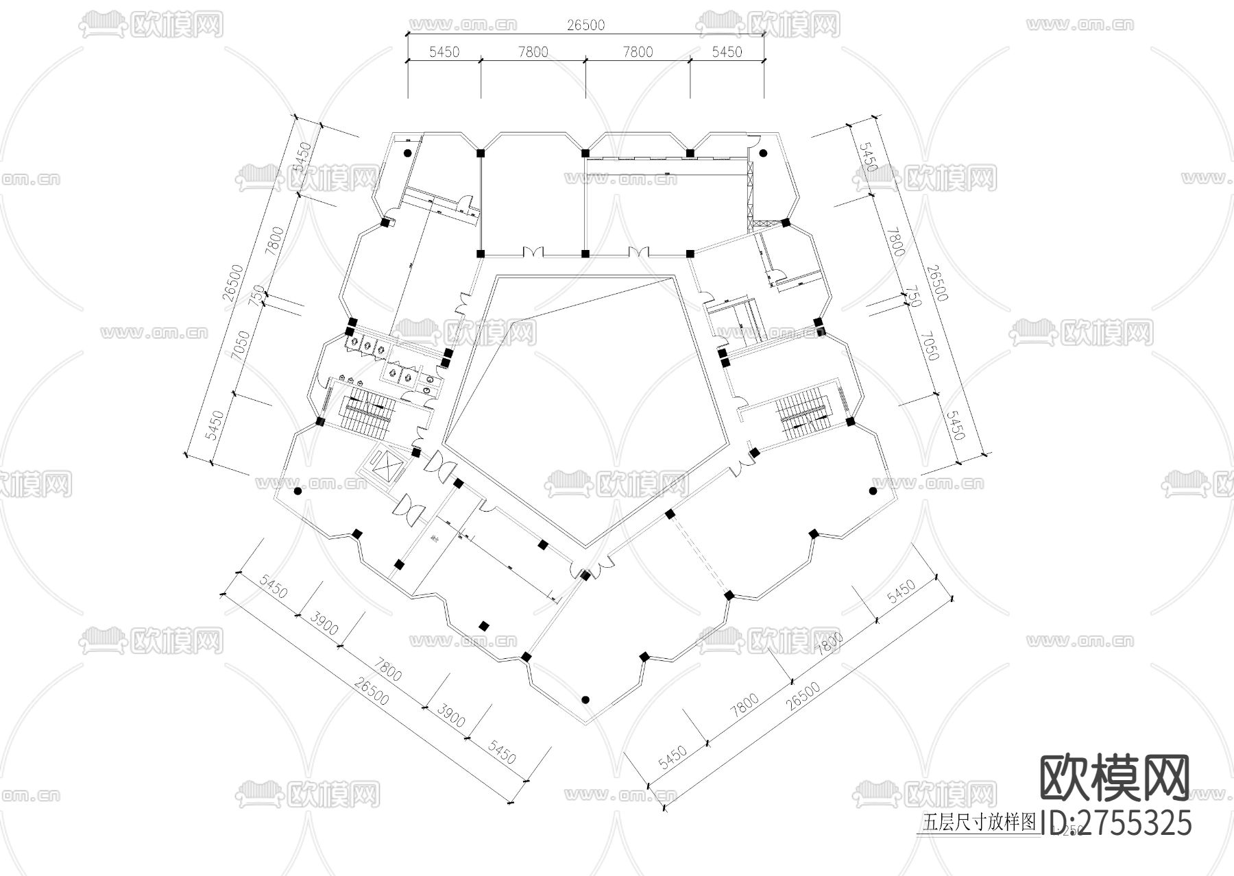 五角大楼信息大楼CAD施工图下载（渲染图3）