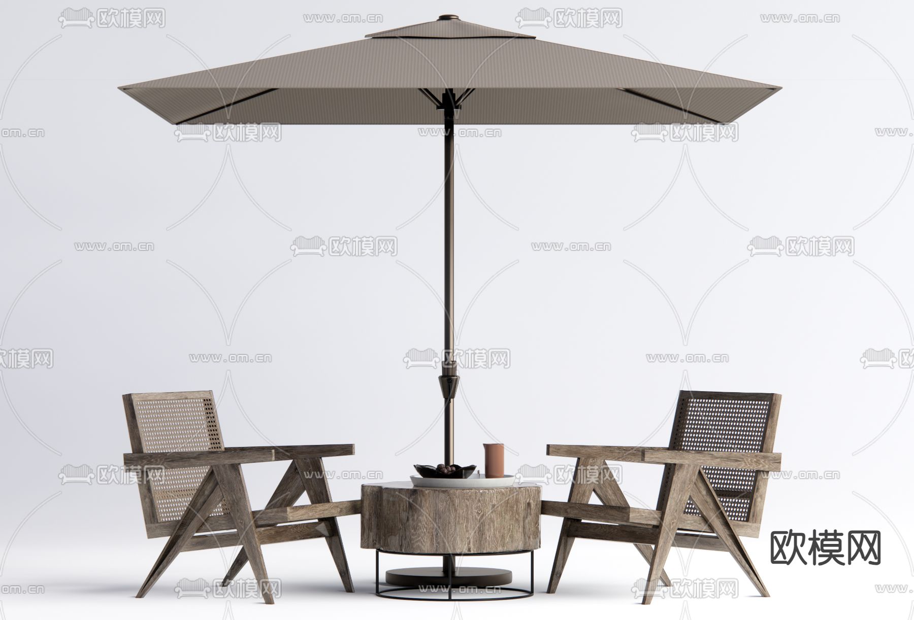 侘寂户外休闲椅su模型下载（渲染图1）