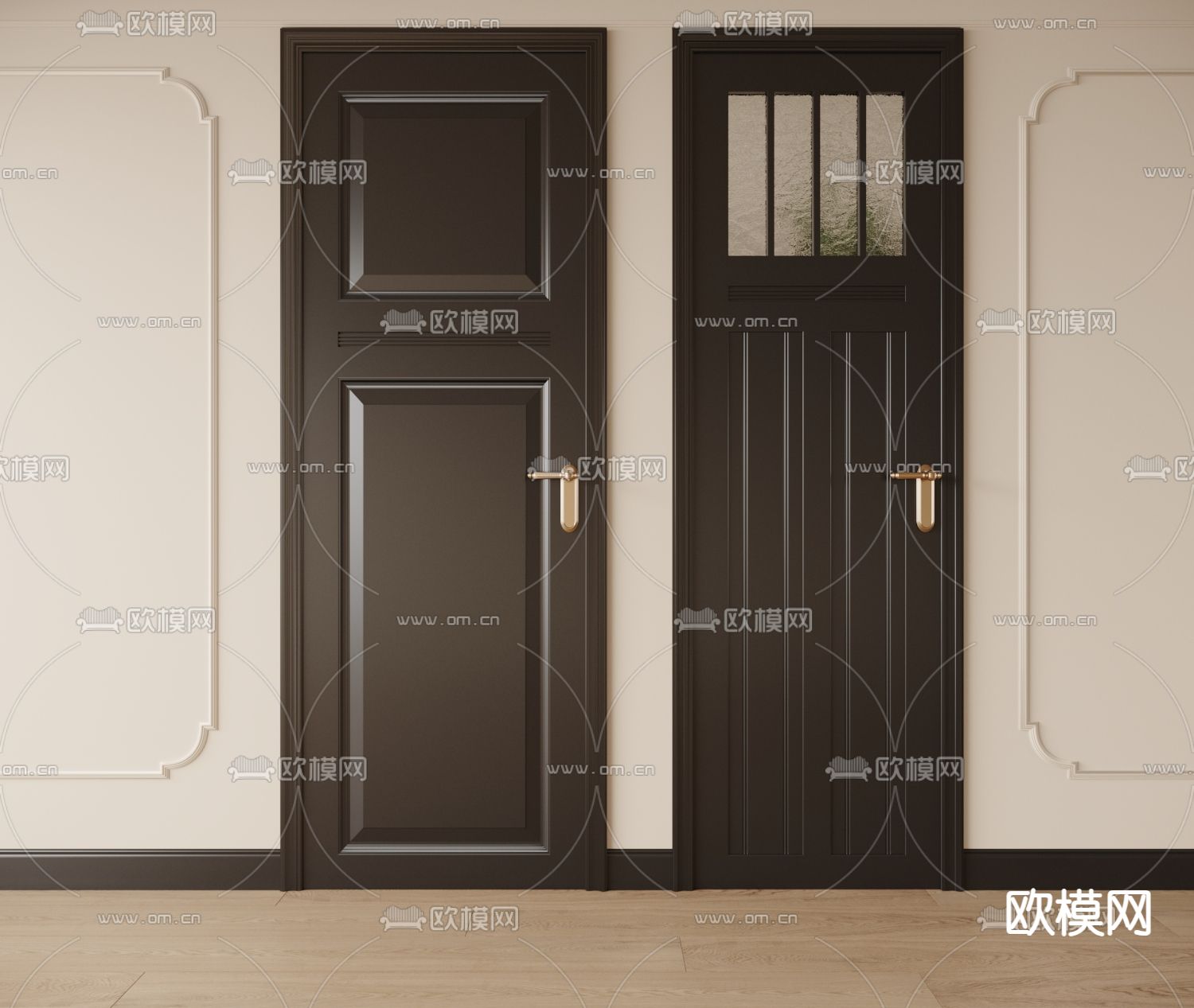 现代房门 木门 平开门3d模型下载