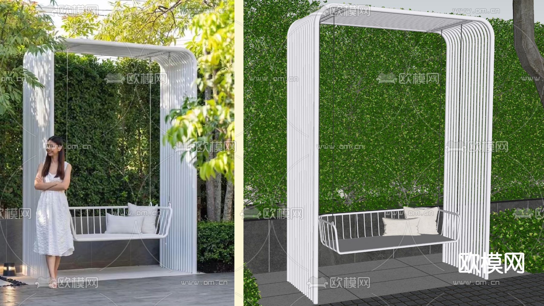 秋千 吊椅 户外椅su模型下载（渲染图1）