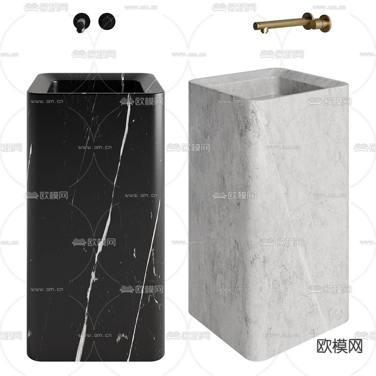 立柱式洗手盆su模型下载（渲染图1）