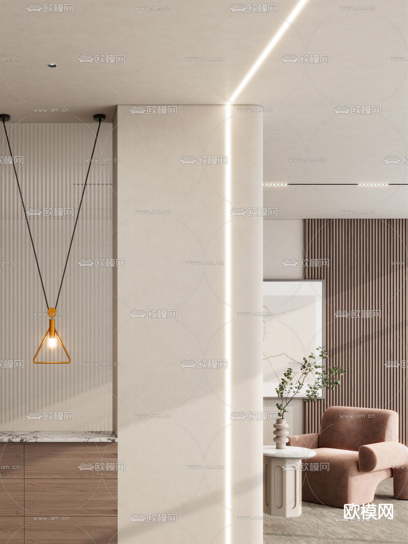 玄关屏风 隔断3d模型下载（渲染图2）