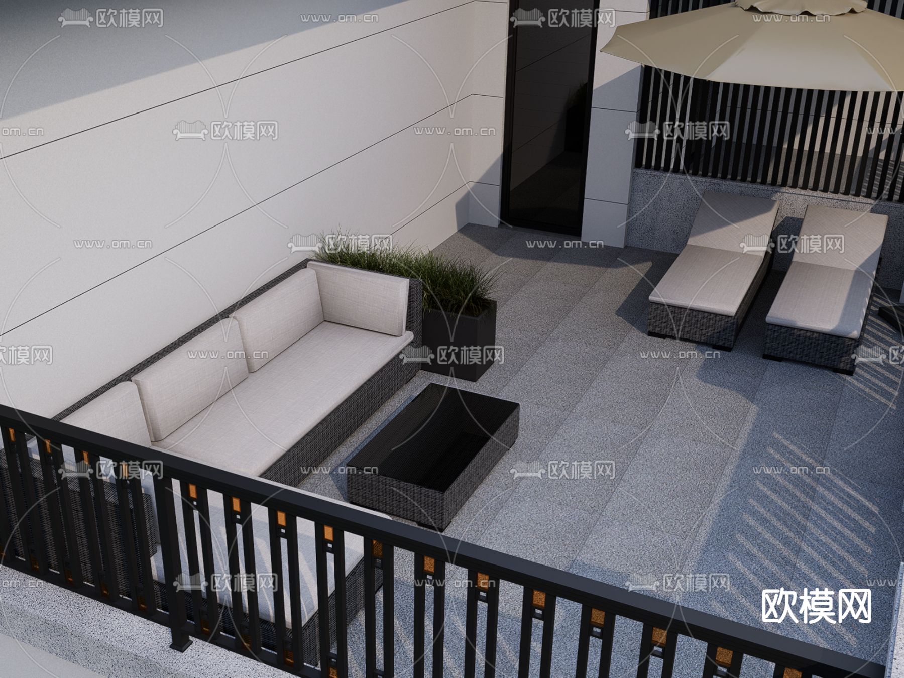 现代阳台su模型