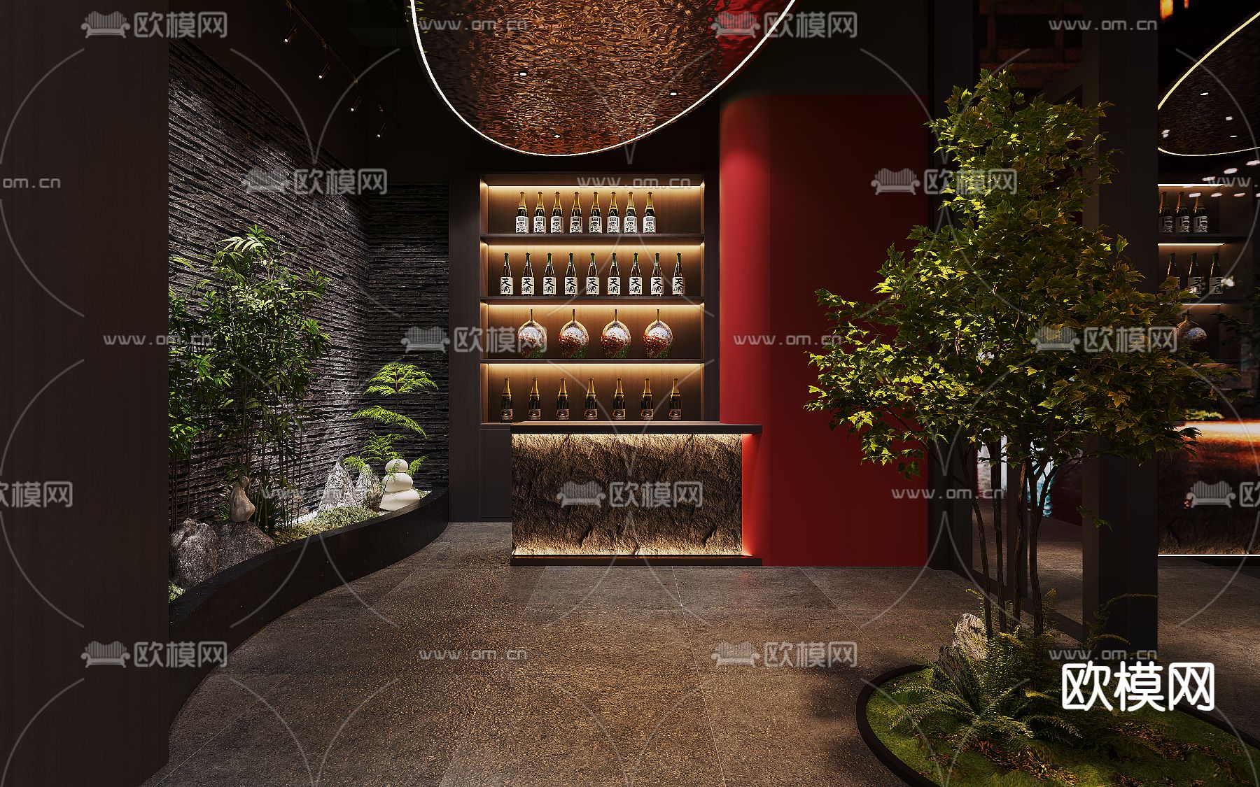 侘寂日料店3d模型下载（渲染图4）