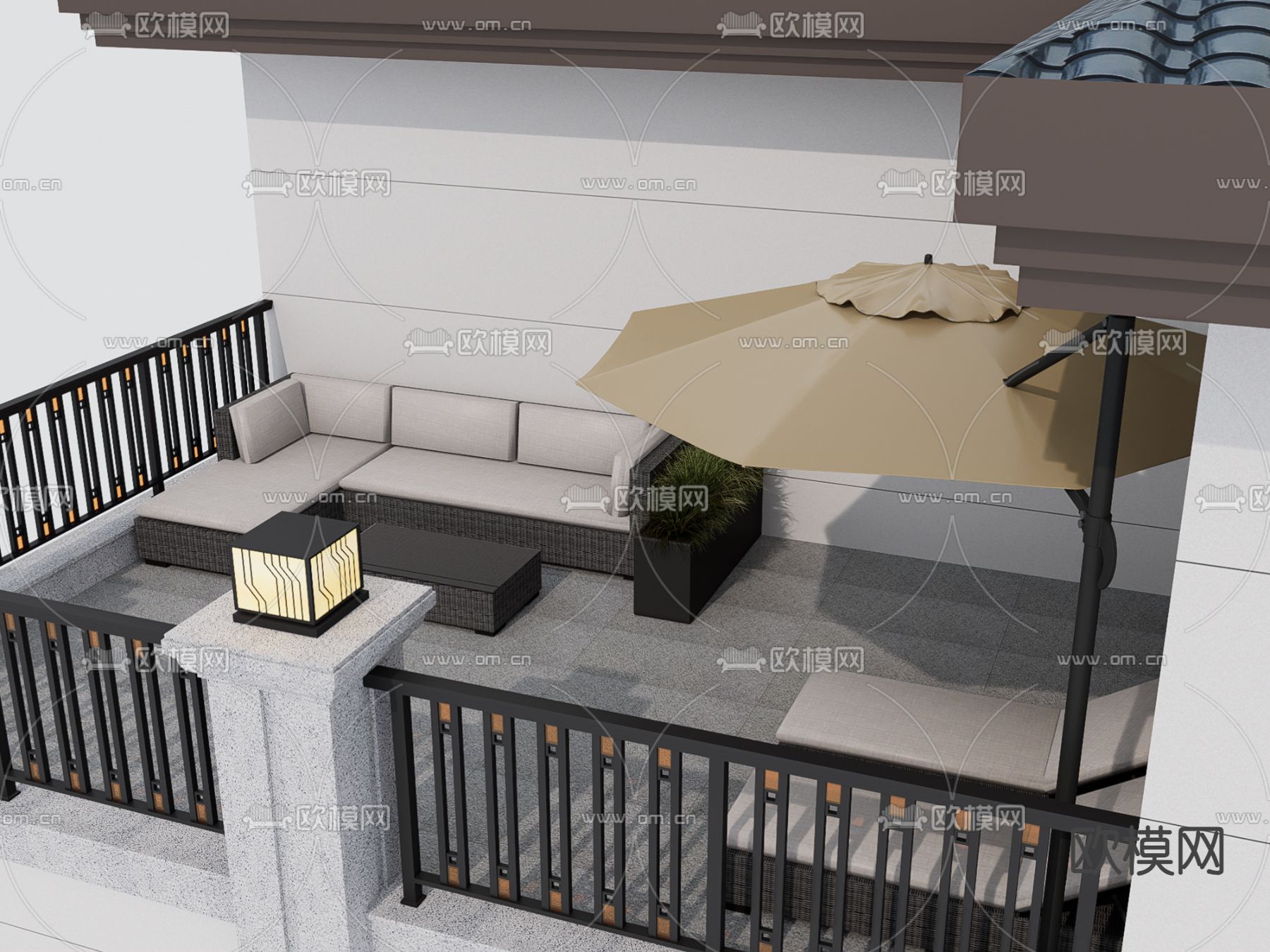 现代阳台su模型