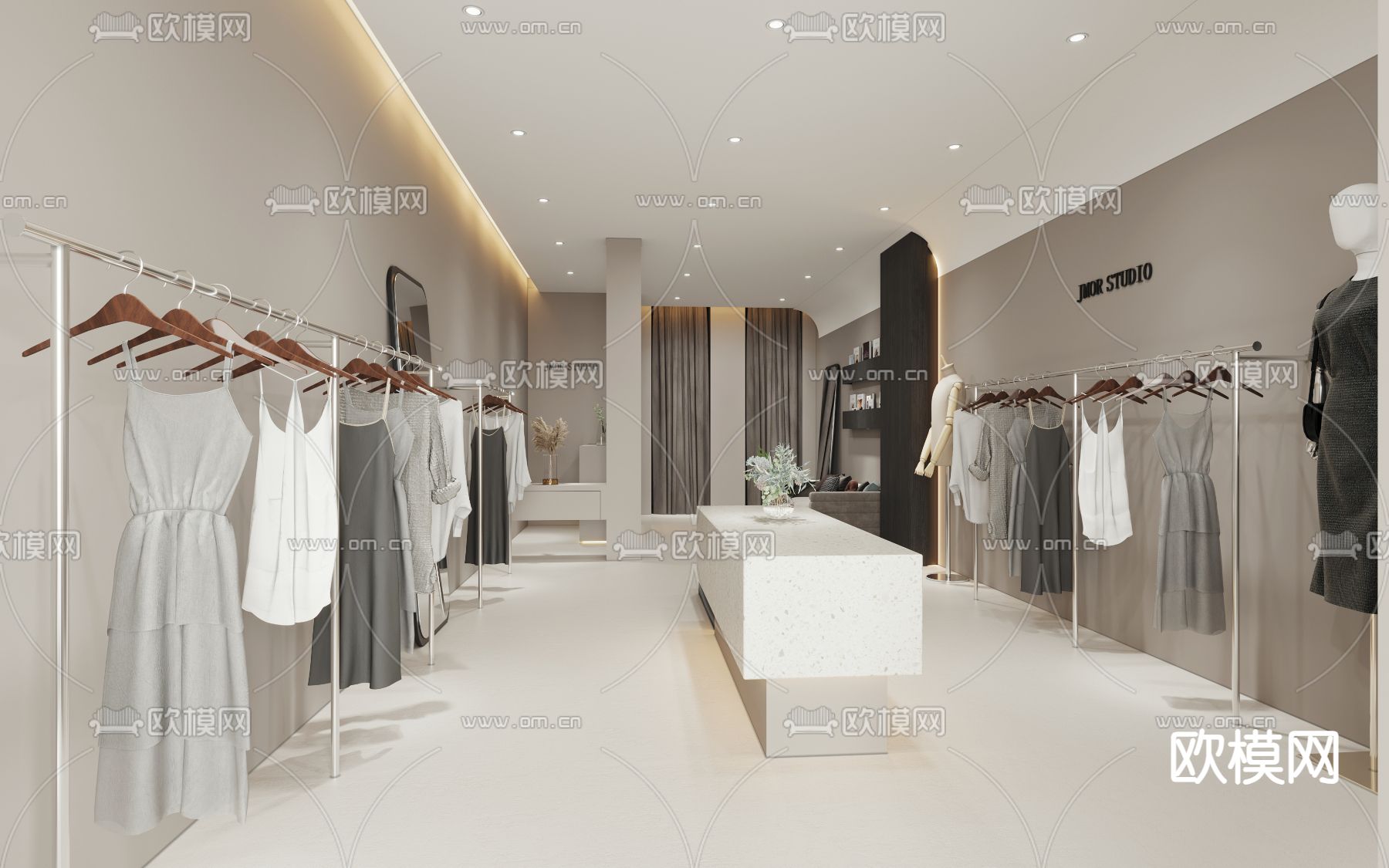 极简服装店 女装店3d模型下载（渲染图1）