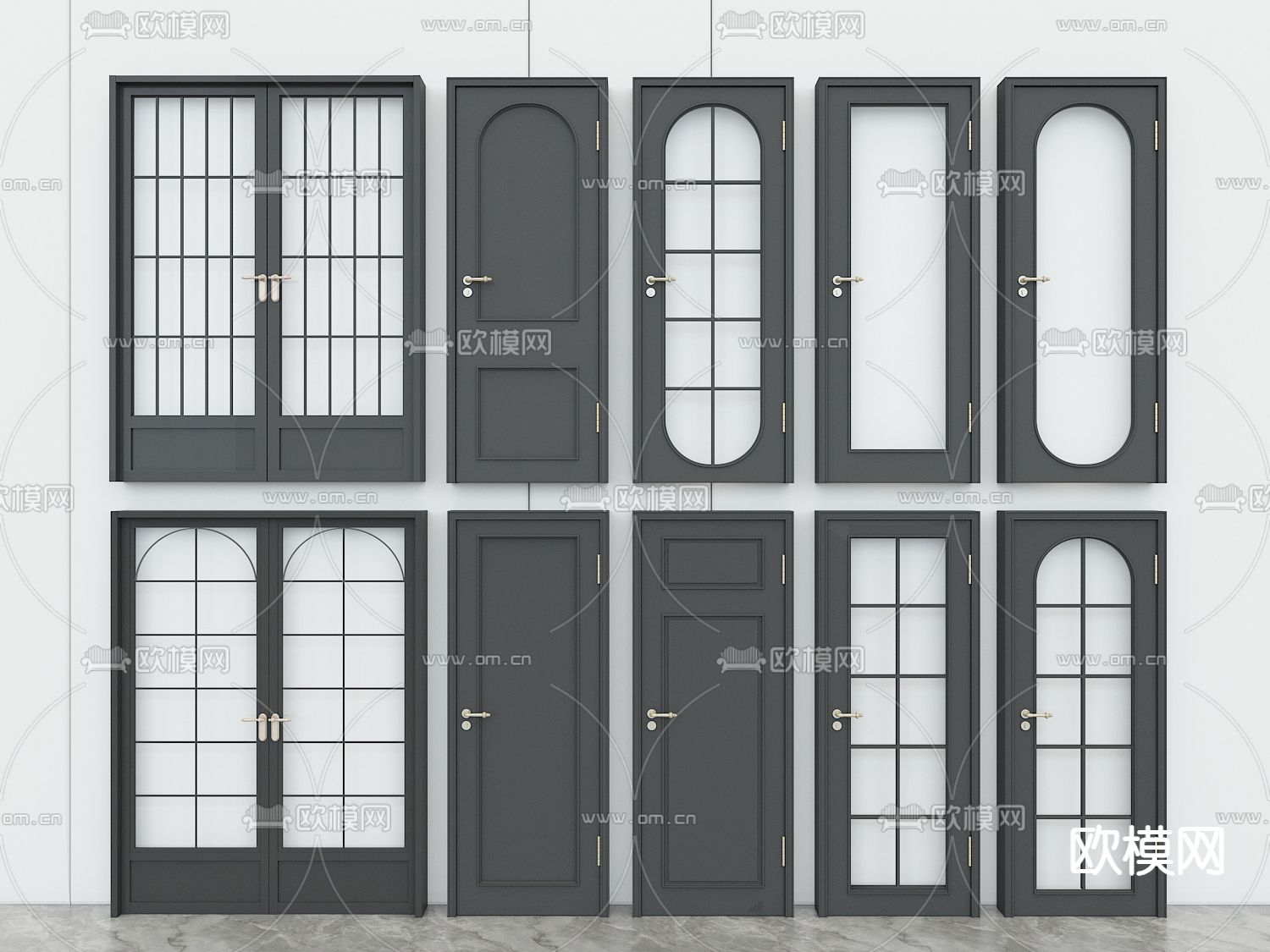 法式单开门 双开门 厨卫门su模型下载（渲染图1）
