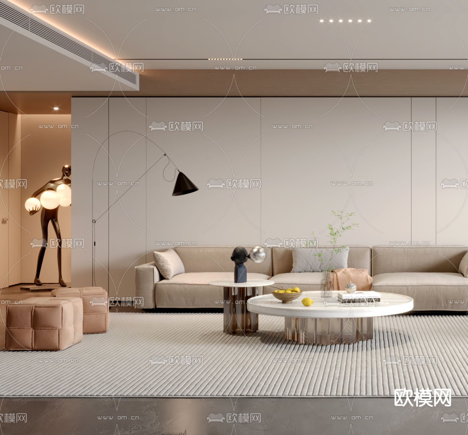 现代客厅3d模型下载（渲染图2）