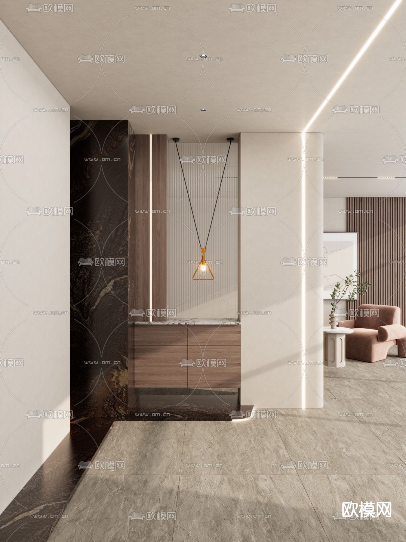 玄关屏风 隔断3d模型下载（渲染图1）