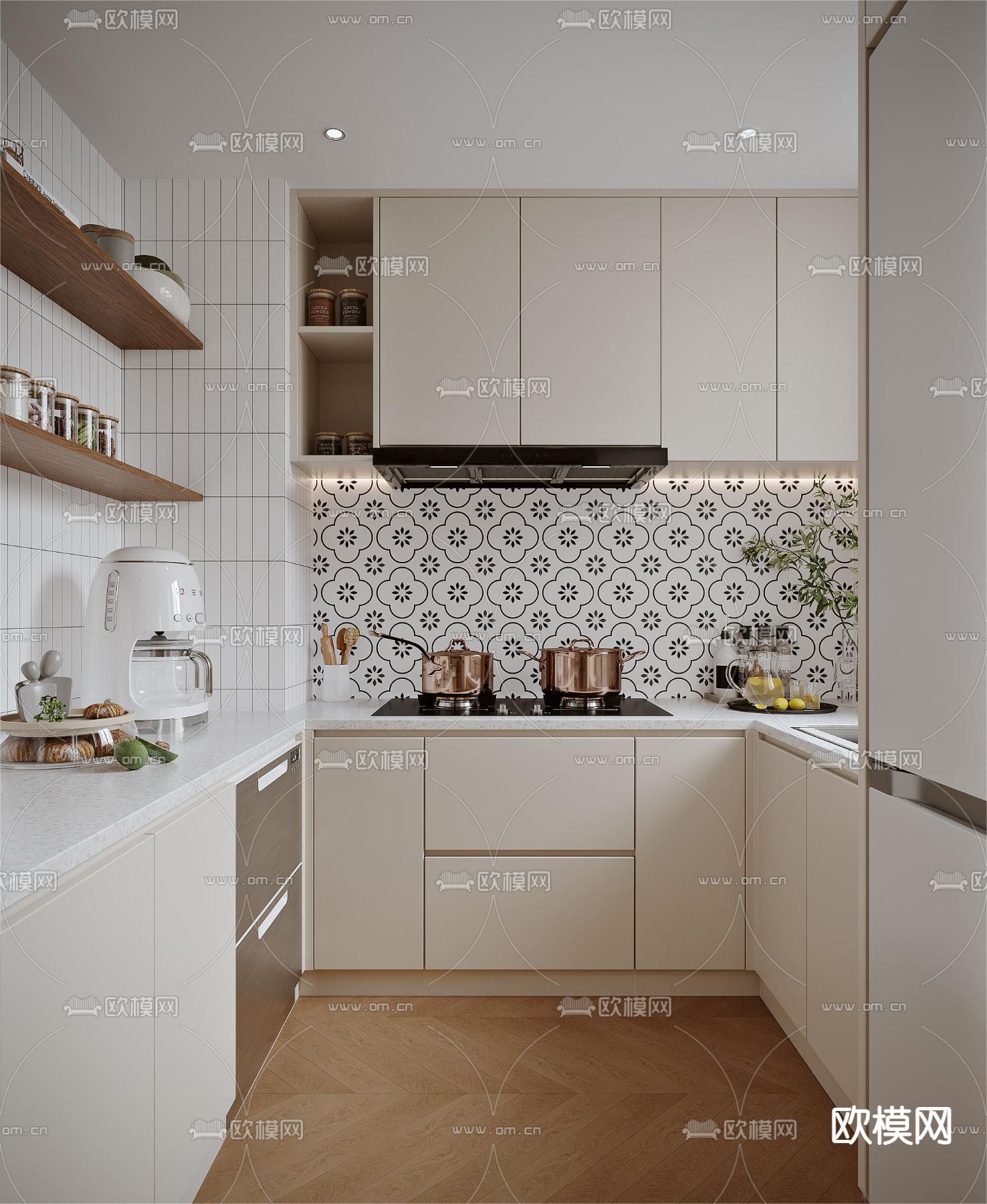 北欧厨房 橱柜3d模型下载（渲染图1）