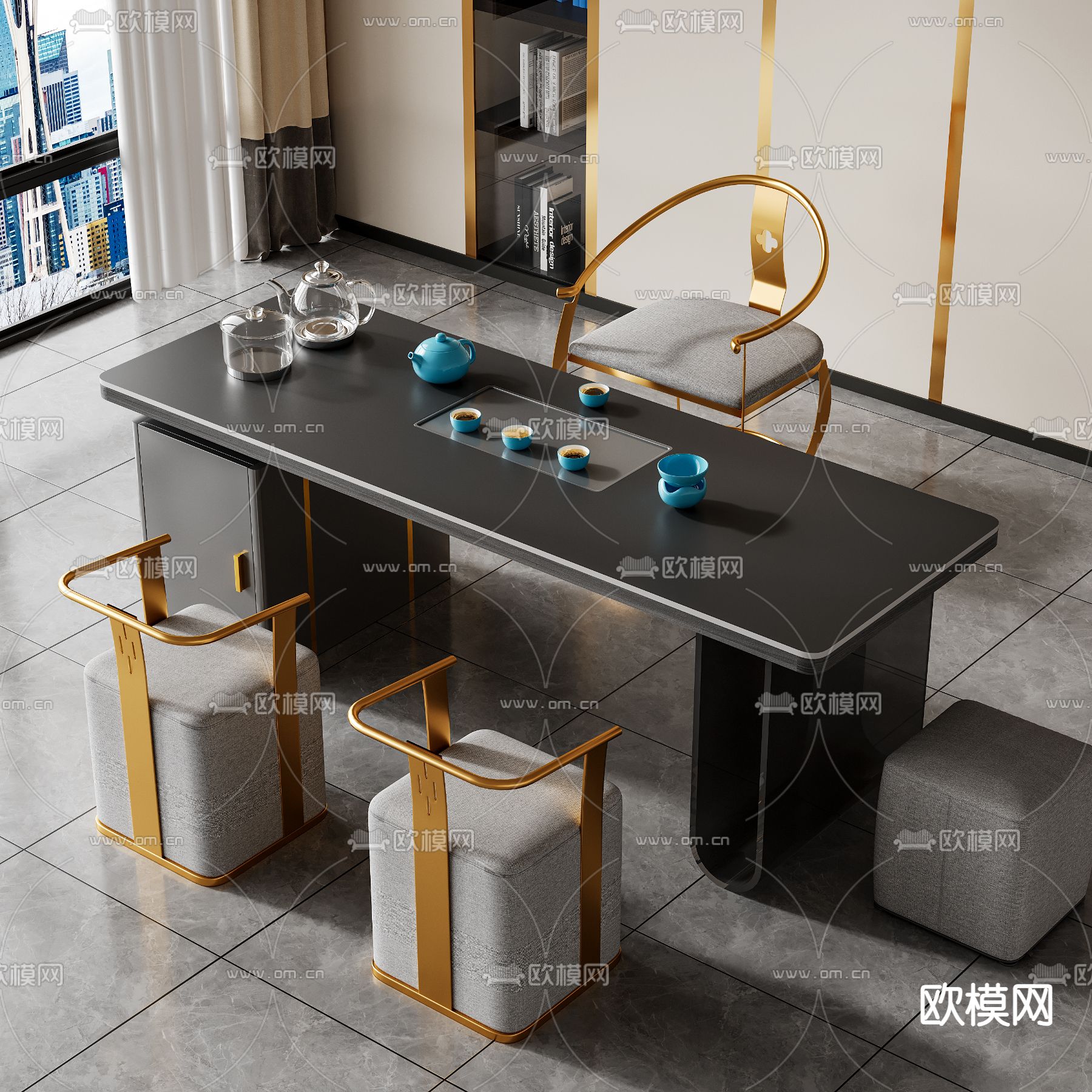 轻奢茶桌 茶台3d模型下载