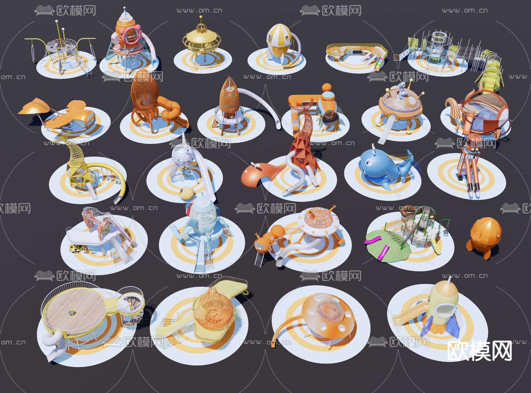 儿童滑梯 儿童器材 滑梯su模型