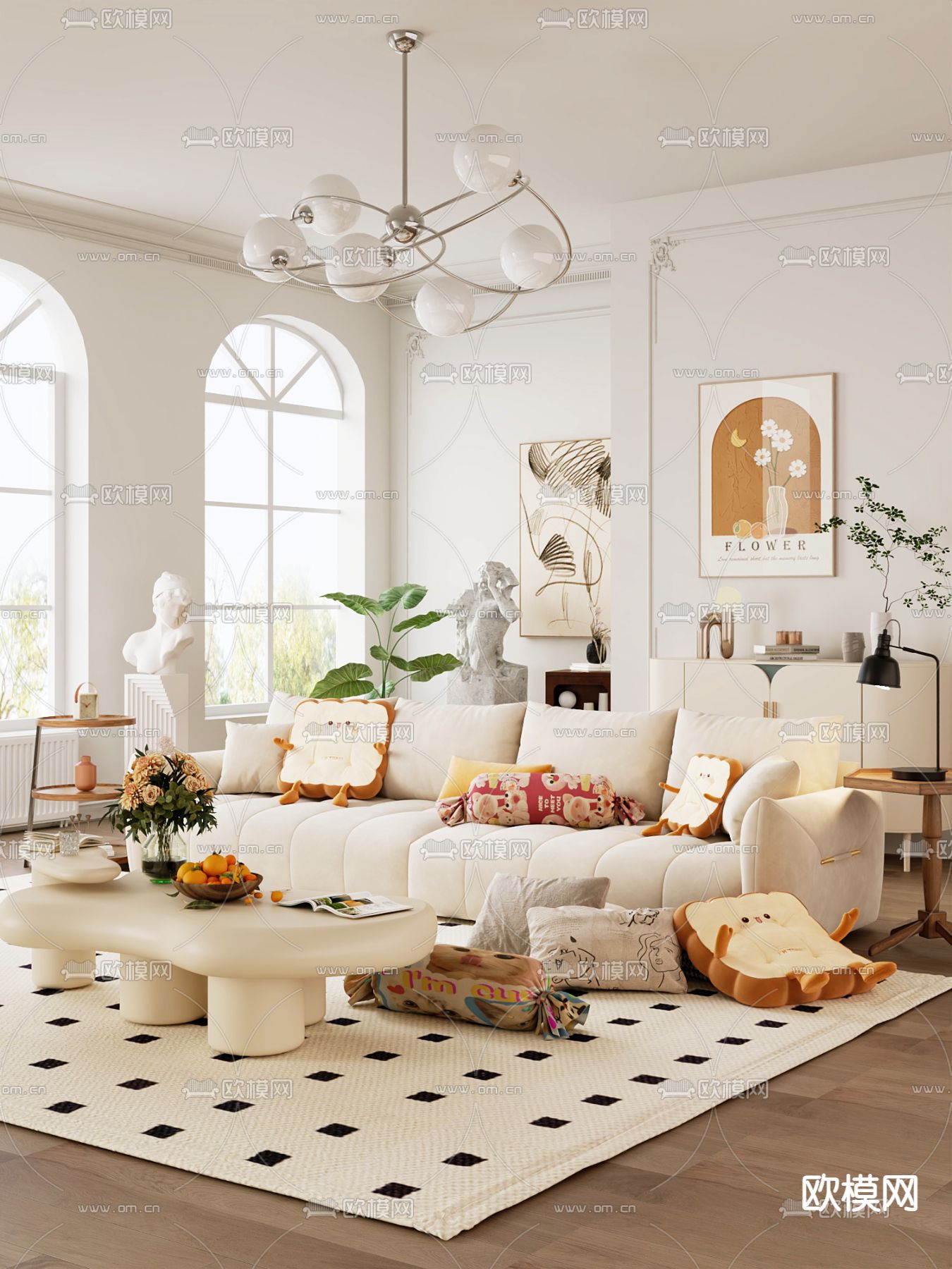 多人沙发 软体沙发3d模型下载（渲染图2）