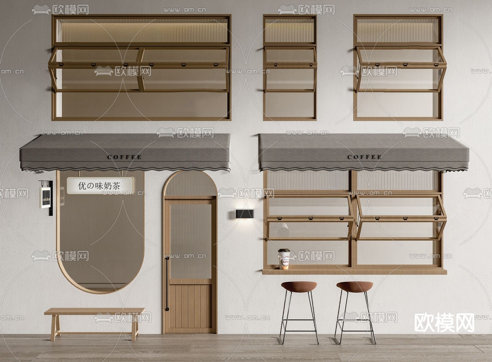 窗户 网红窗 折叠窗 商铺窗户3d模型下载