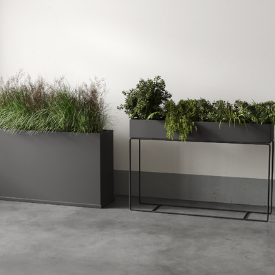  现代花箱 花架su模型 