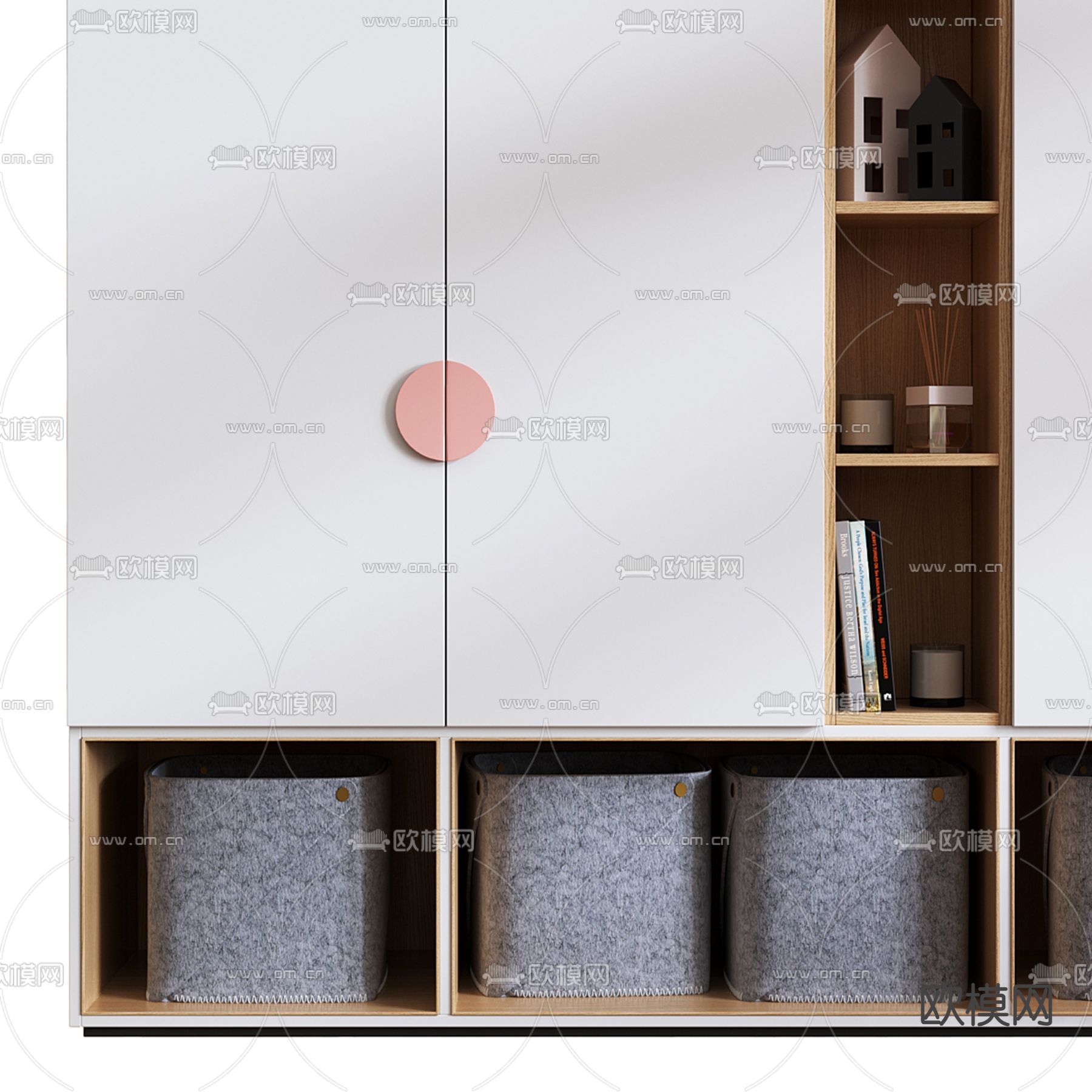 儿童衣柜 储物柜3d模型下载（渲染图2）
