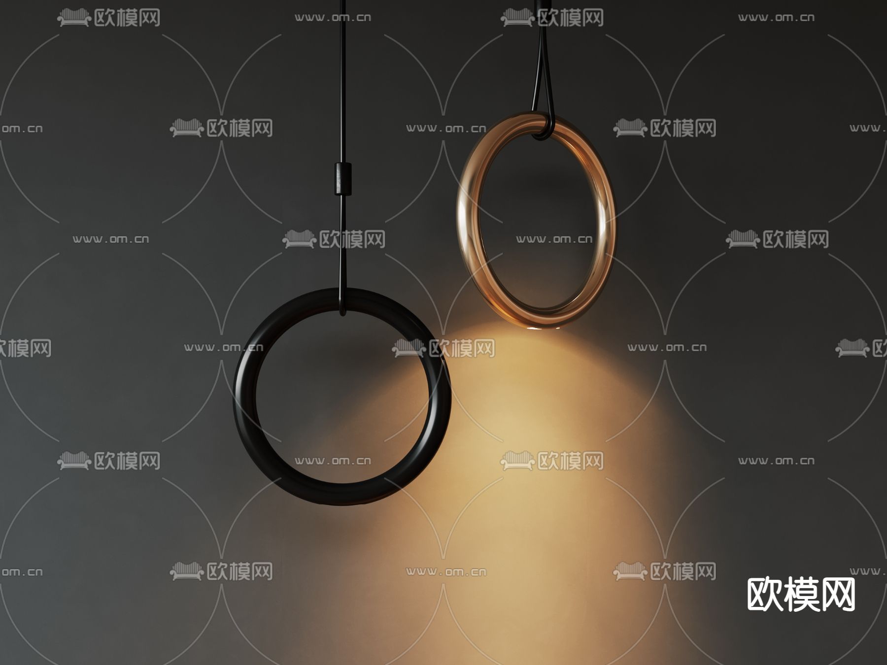 圆环吊灯3d模型下载