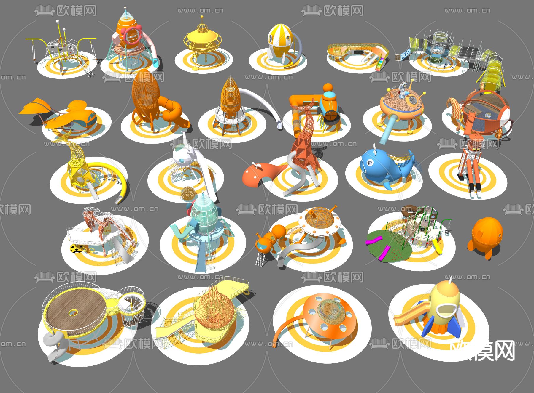 儿童滑梯 儿童器材 滑梯su模型