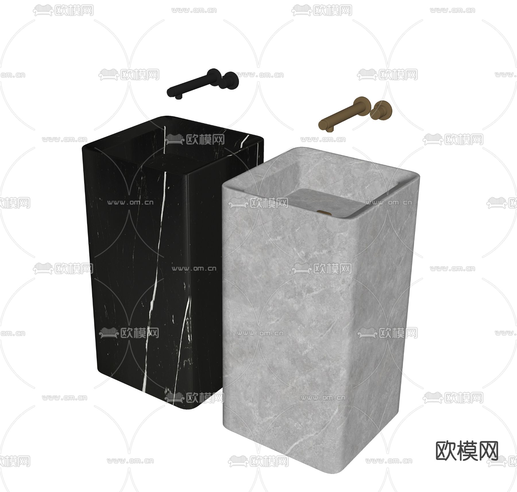 立柱式洗手盆su模型下载（渲染图2）