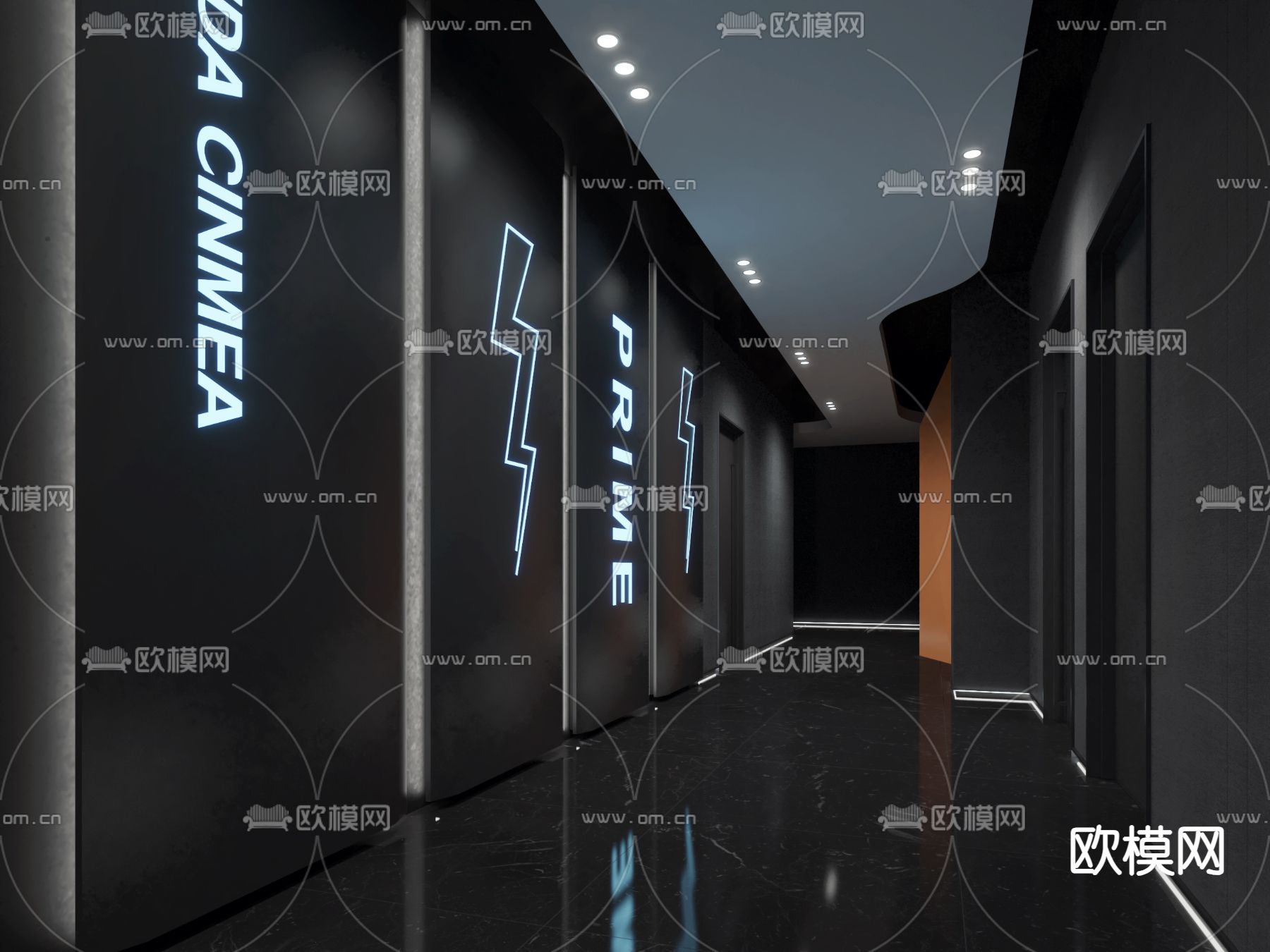 电影院走廊3d模型下载（渲染图4）