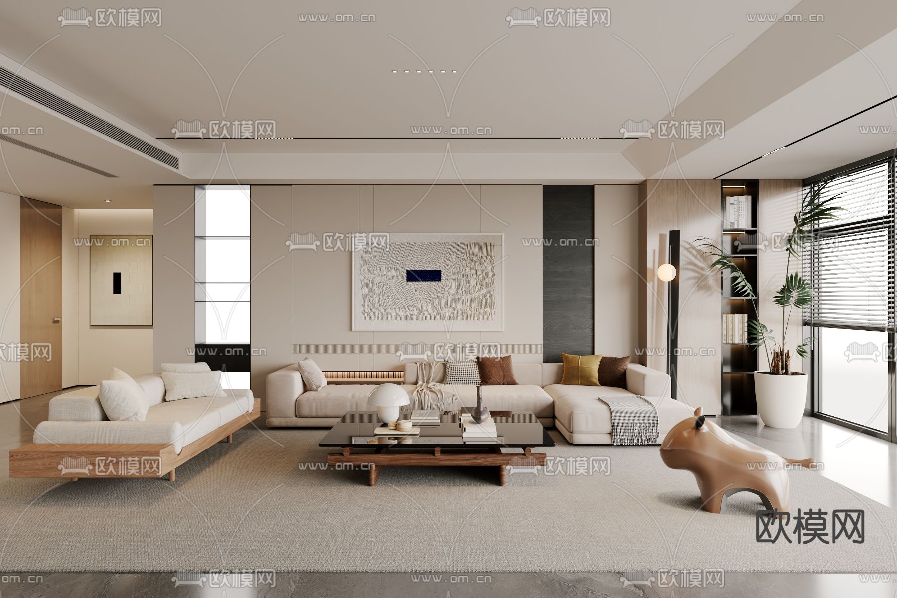 侘寂客厅3d模型下载