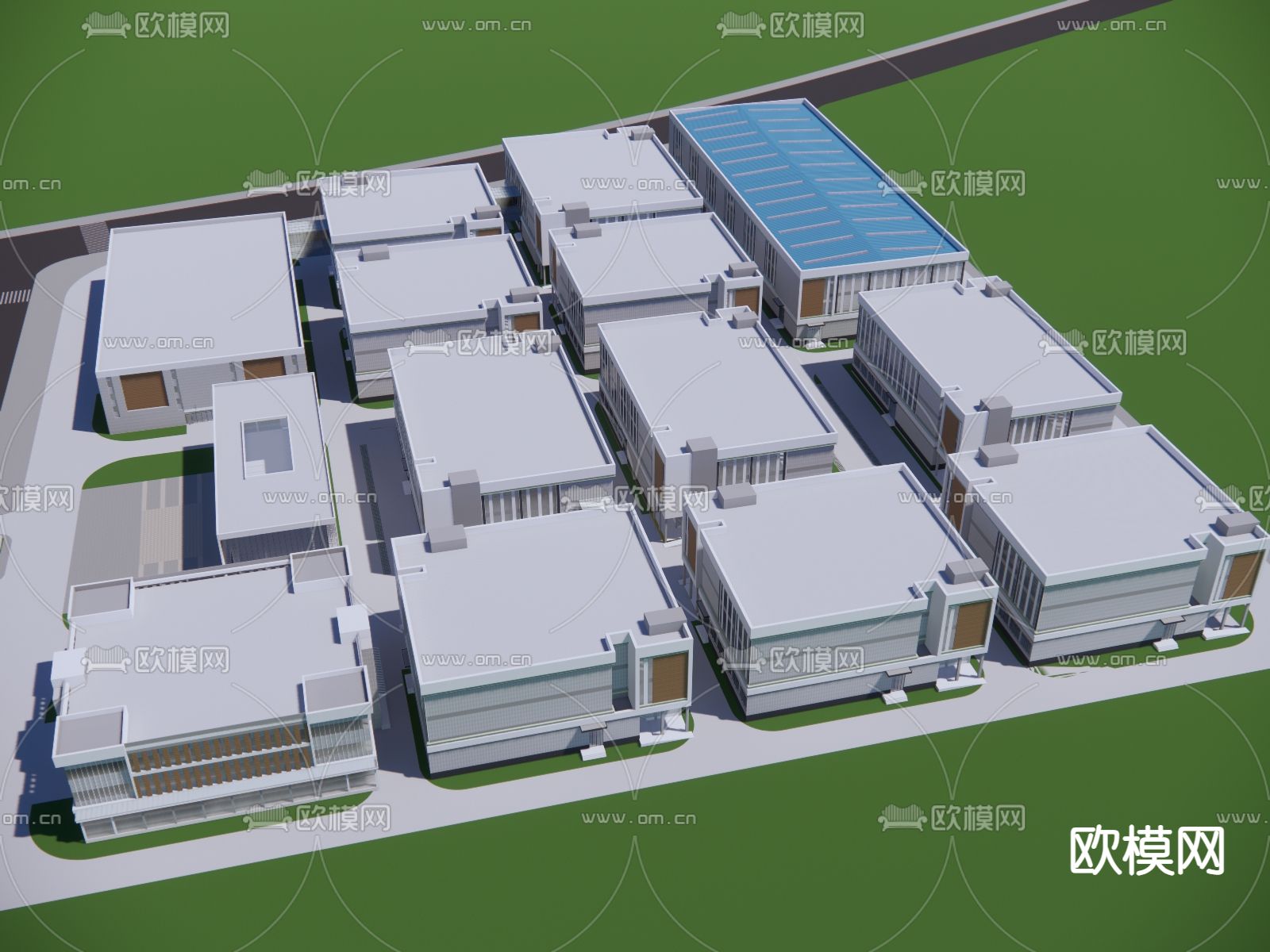 办公产业园su模型下载（渲染图1）