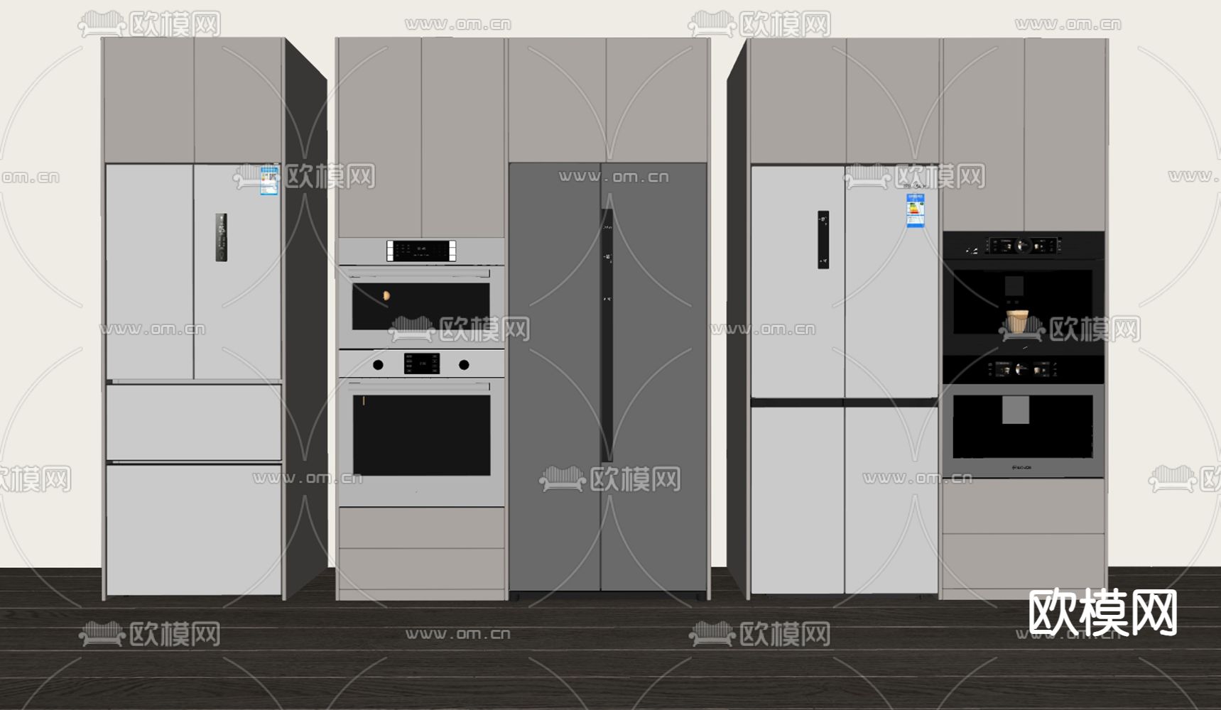冰箱 微波炉 烤箱su模型下载（渲染图2）