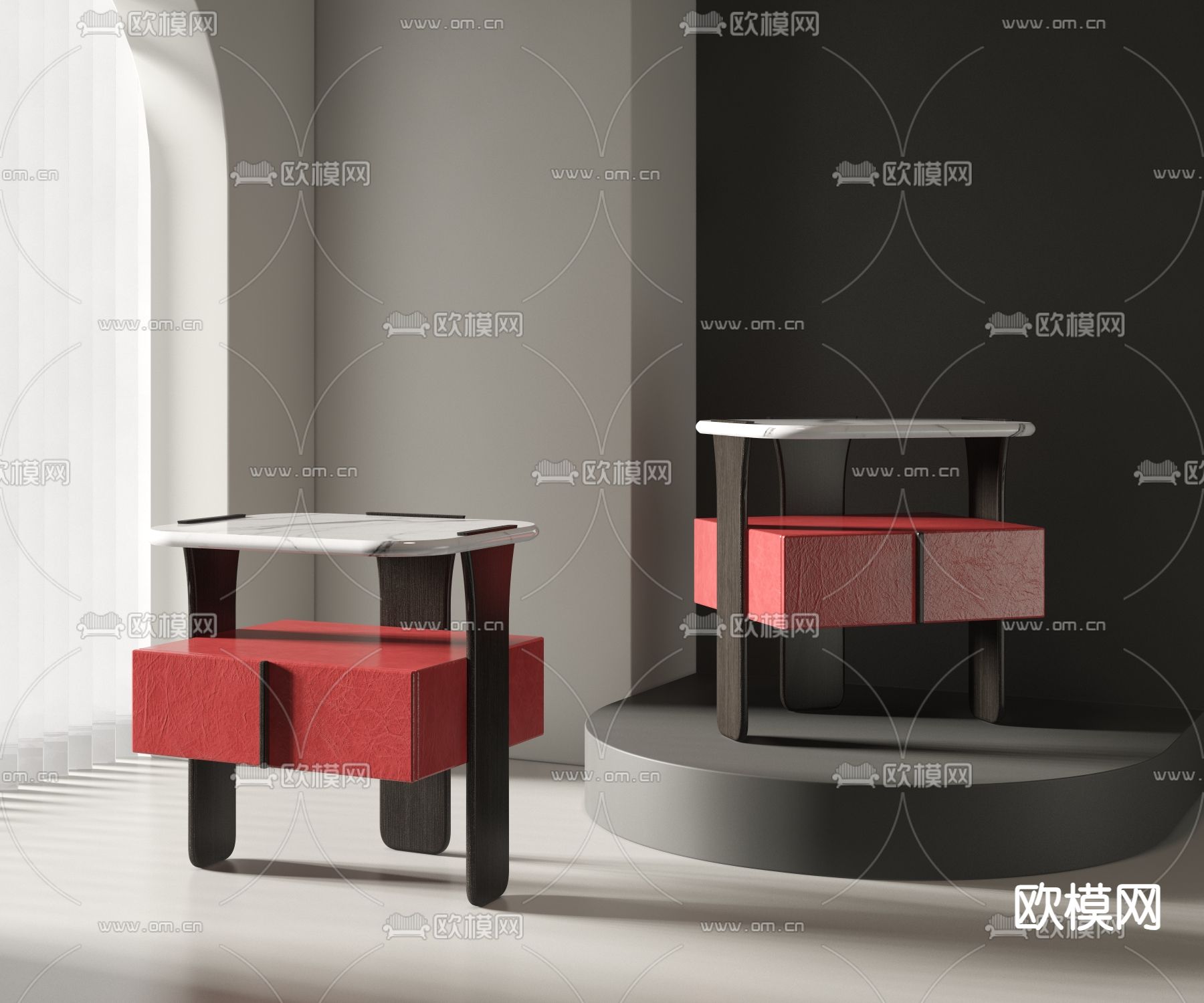 皮革床头柜3d模型下载（渲染图1）