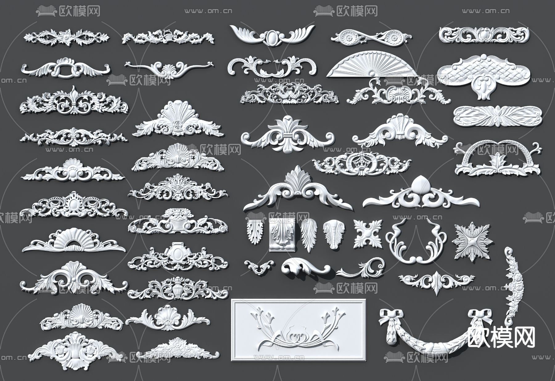 欧式雕花 雕刻3d模型下载（渲染图2）