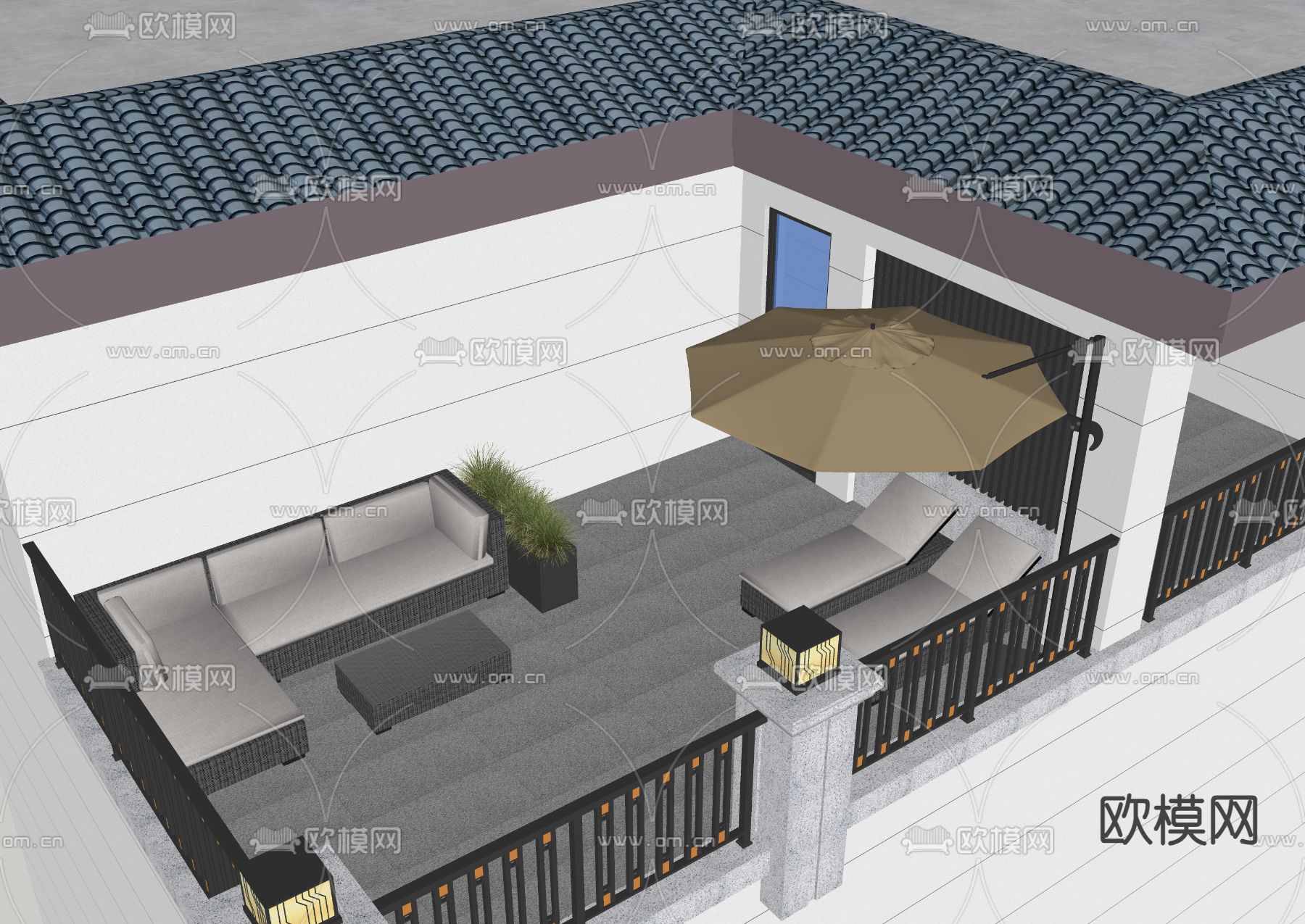 现代阳台su模型