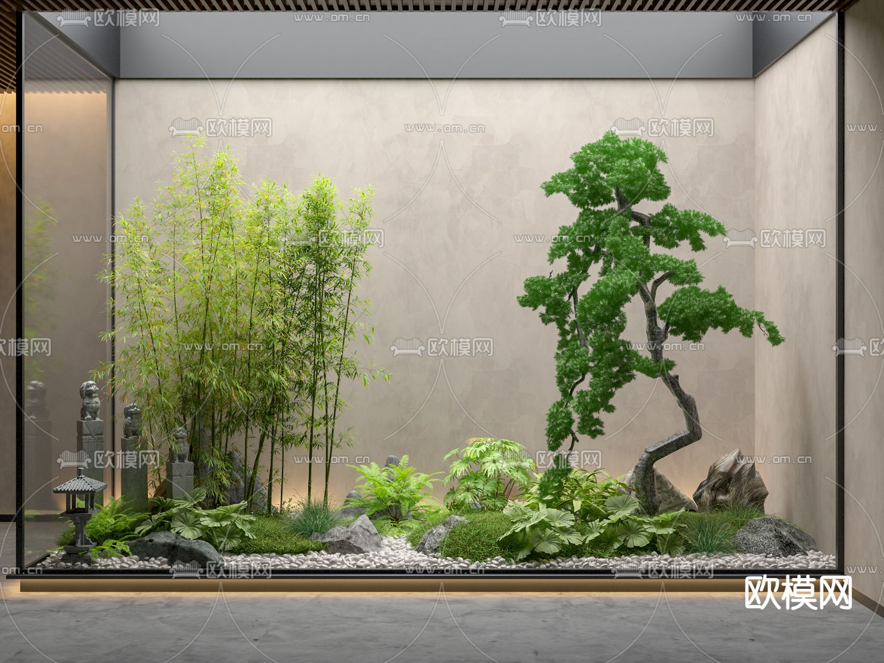室内造景 植物堆3d模型下载