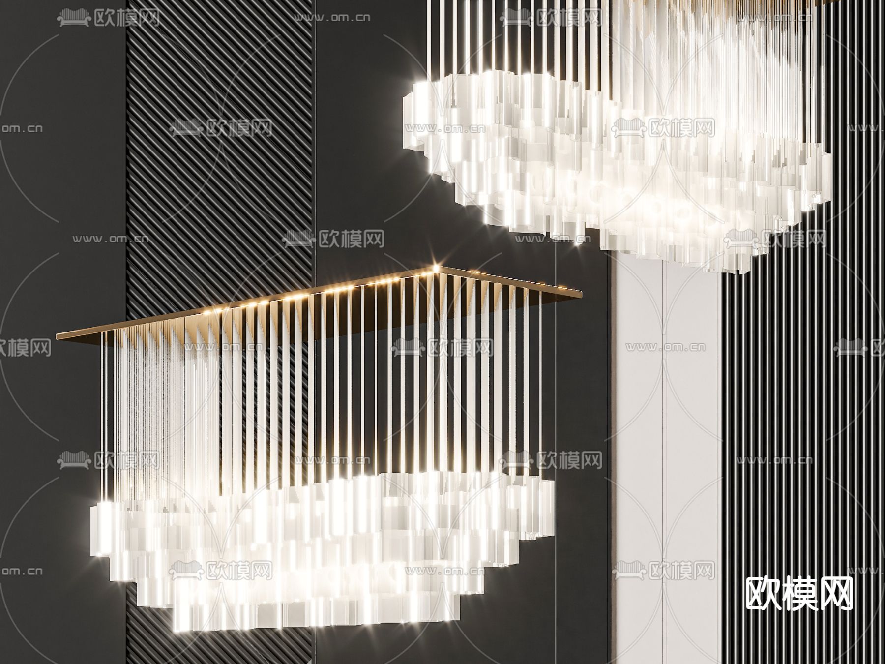 水晶吊灯 多层吊灯3d模型下载