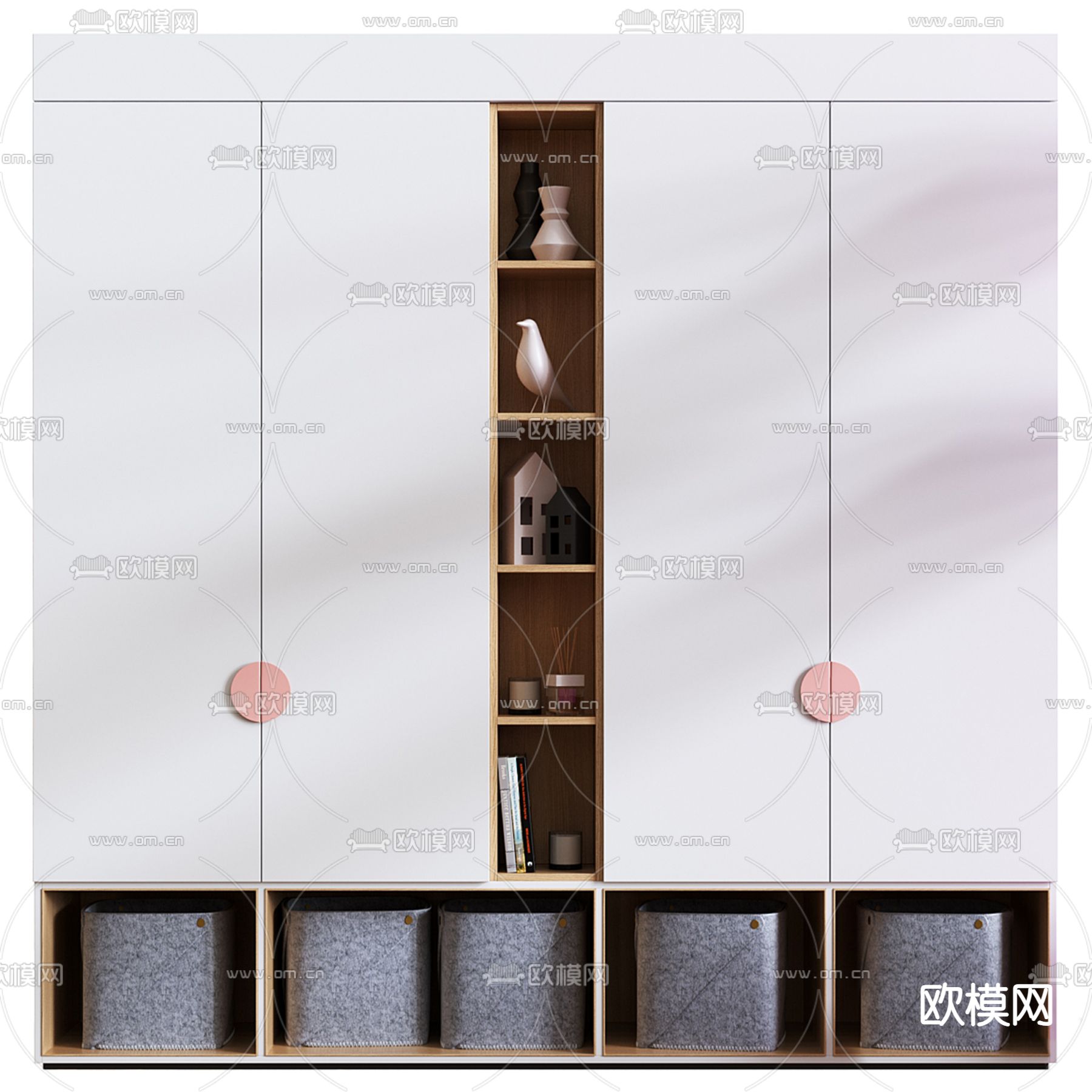 儿童衣柜 储物柜3d模型下载（渲染图1）