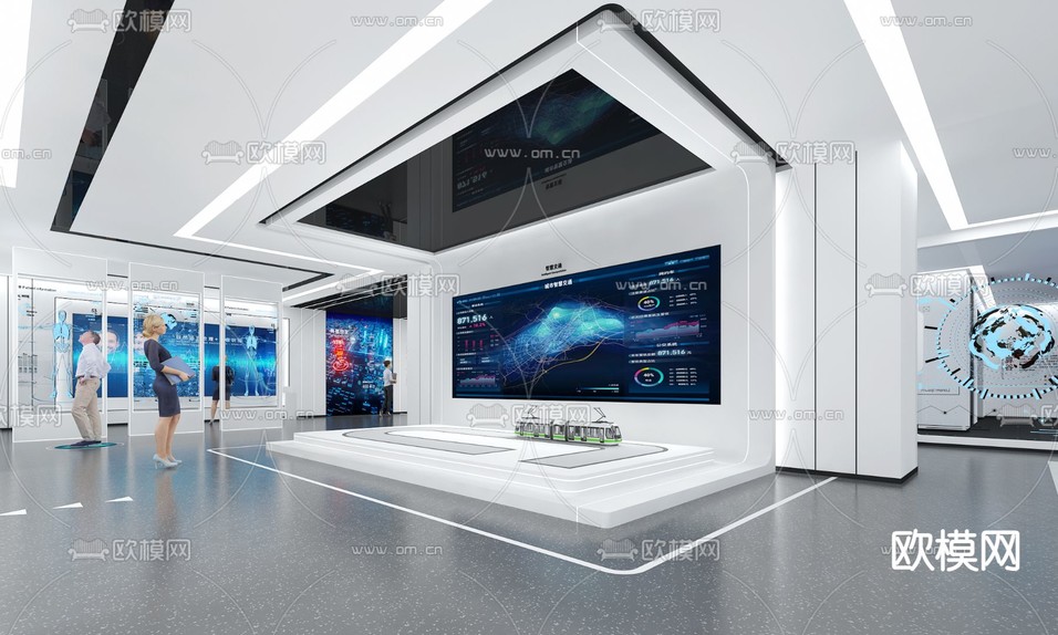 科技展厅 展台3d模型下载(渲染图3)