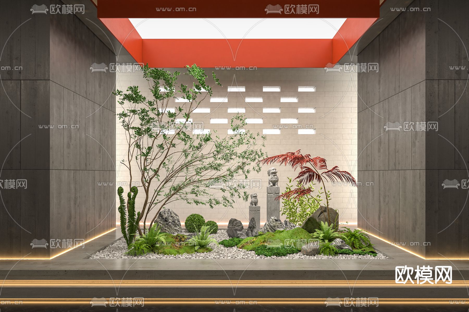 室内造景 植物堆3d模型下载