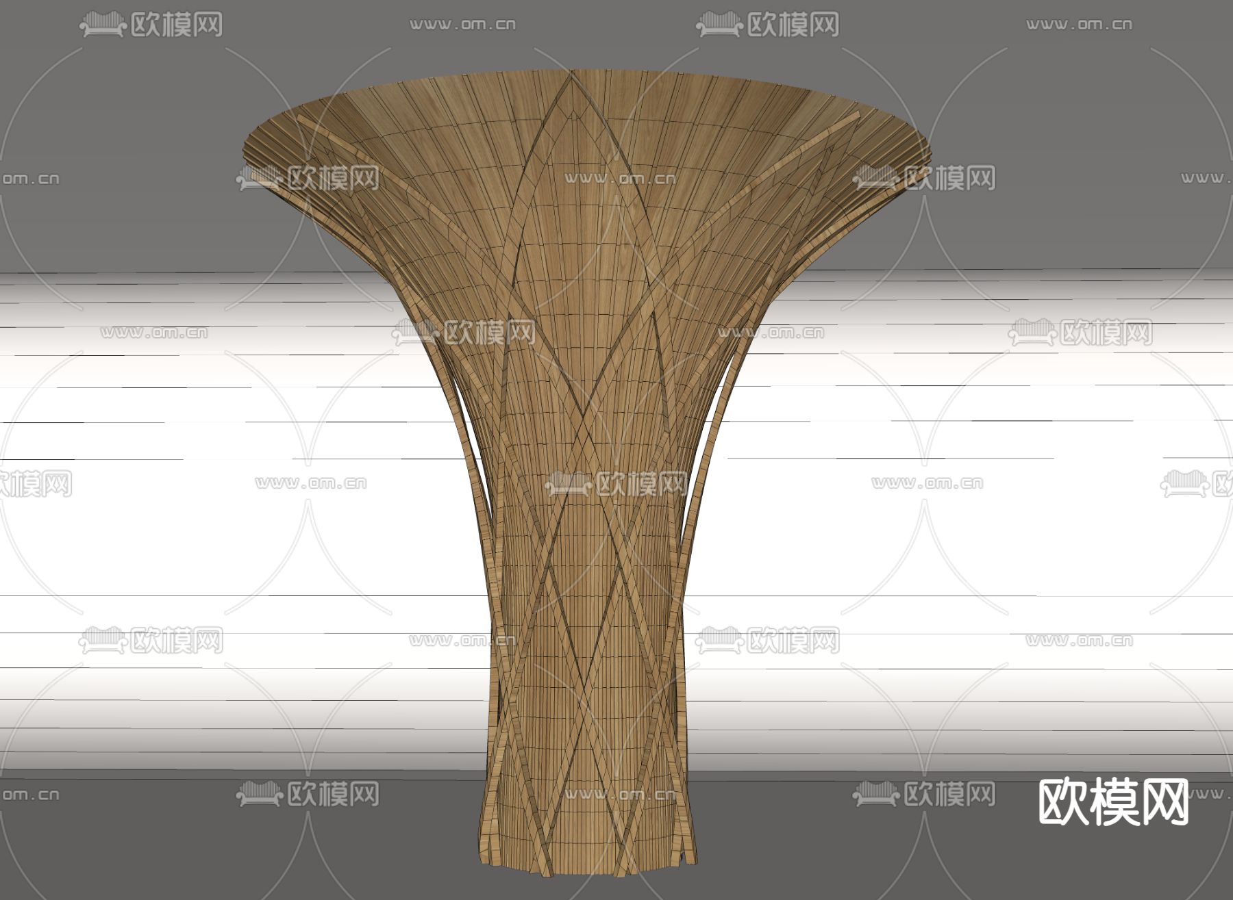 异形柱子 实木柱子su模型下载（渲染图2）