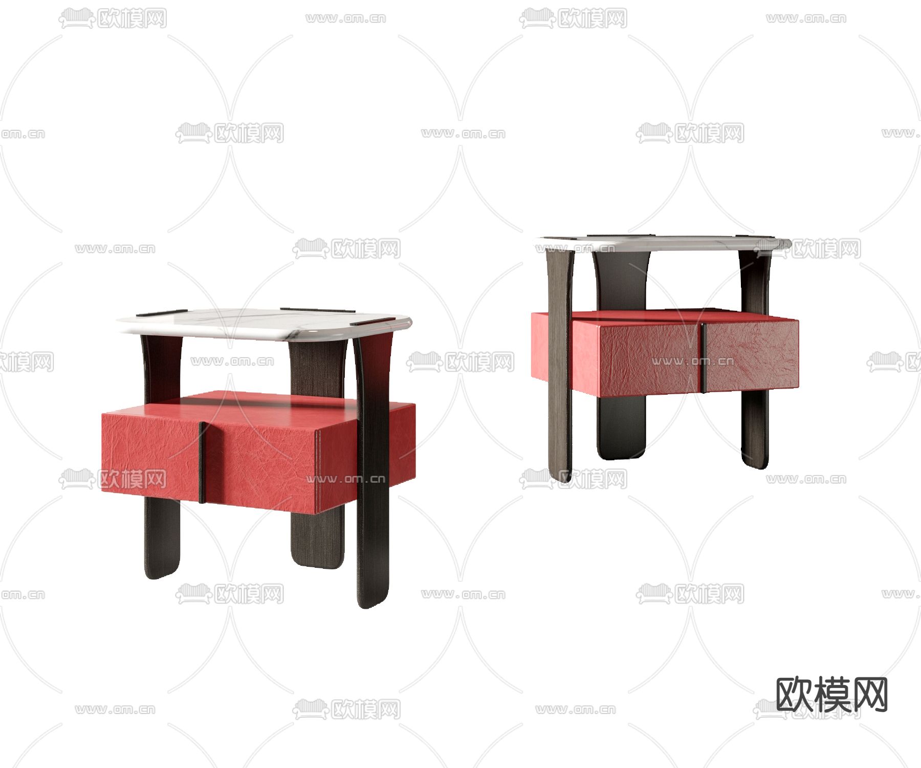 皮革床头柜3d模型下载（渲染图2）