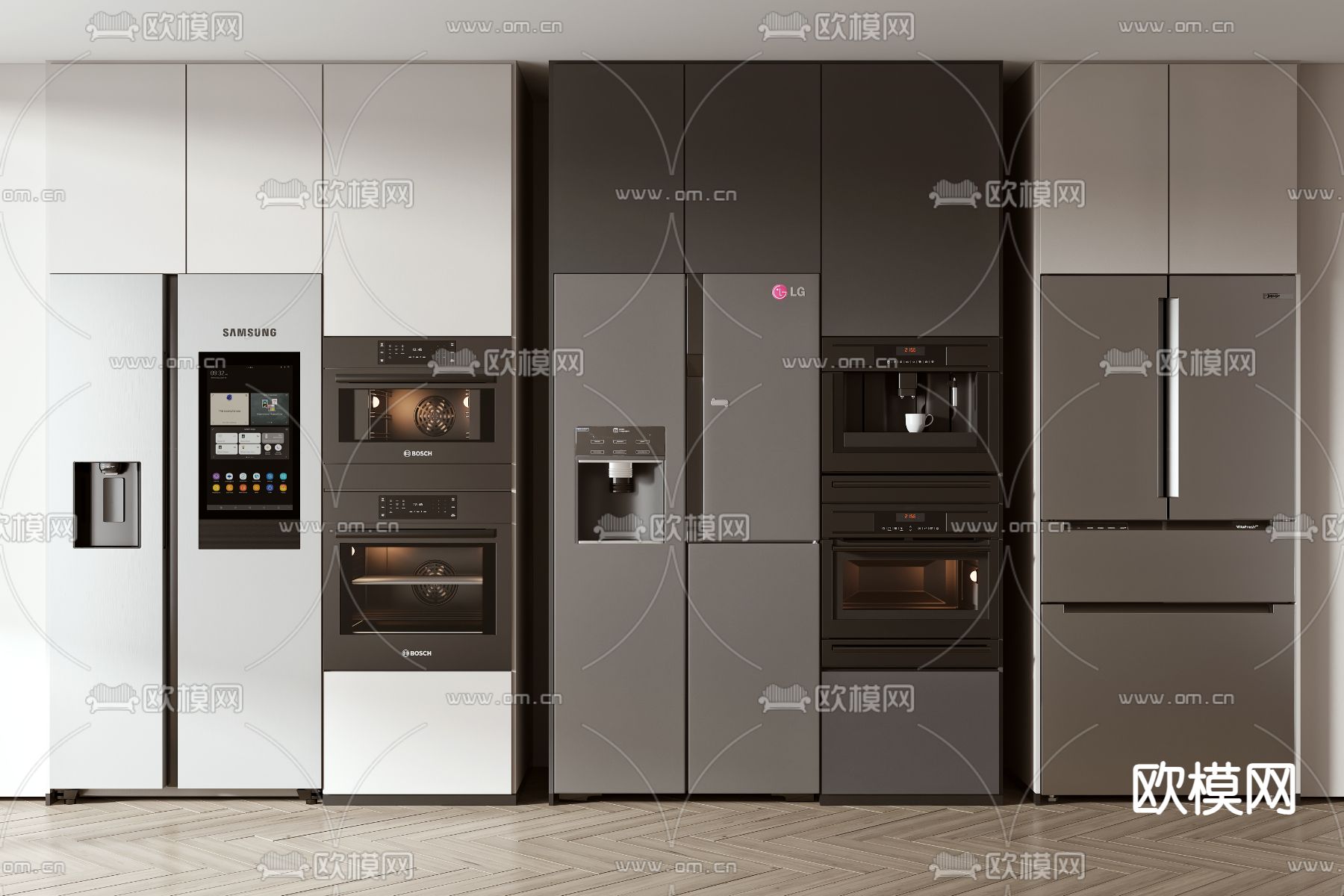 智能冰箱 冰柜 咖啡机3d模型下载