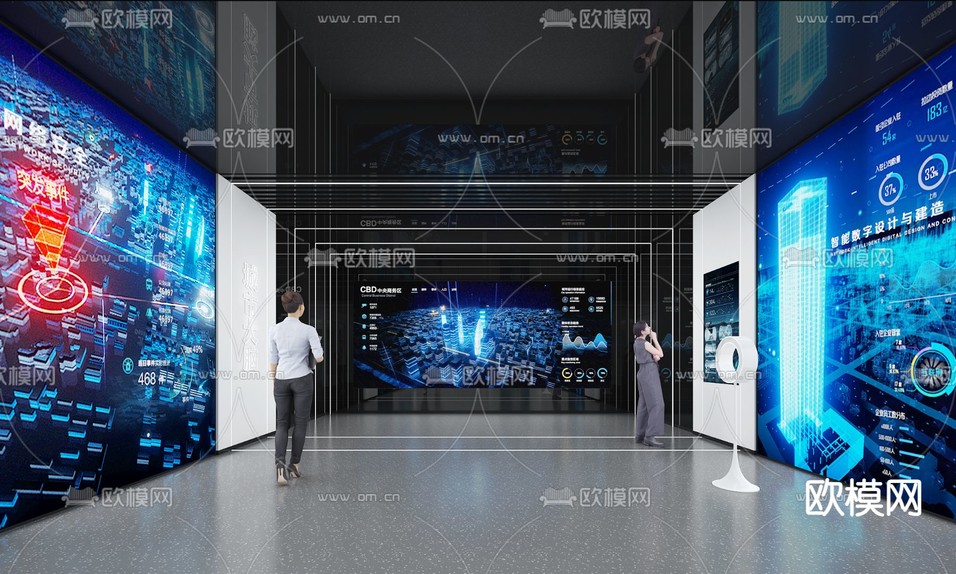 科技展厅 展台3d模型下载(渲染图4)