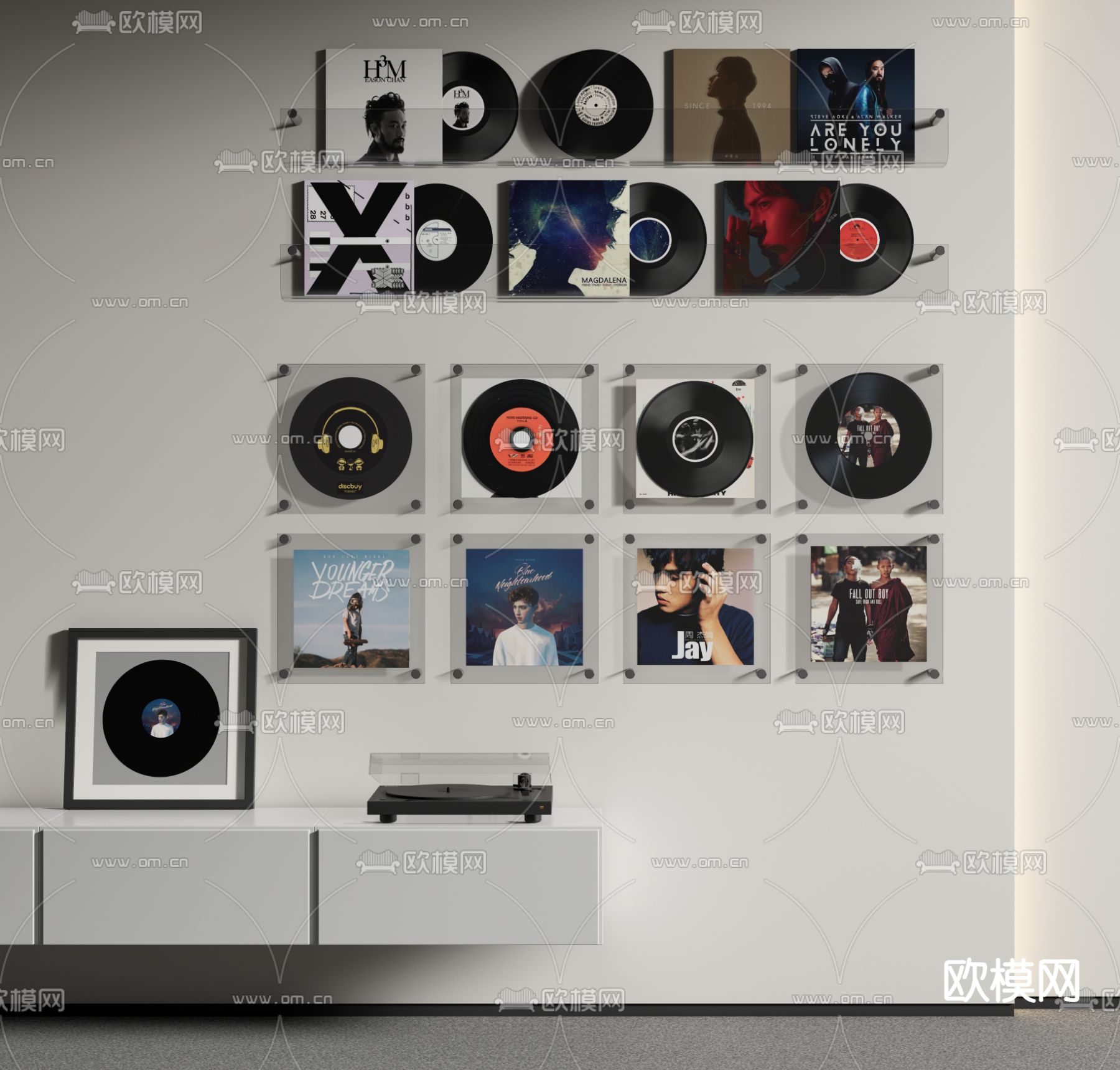 黑胶唱片 专辑CD 唱片机3d模型下载