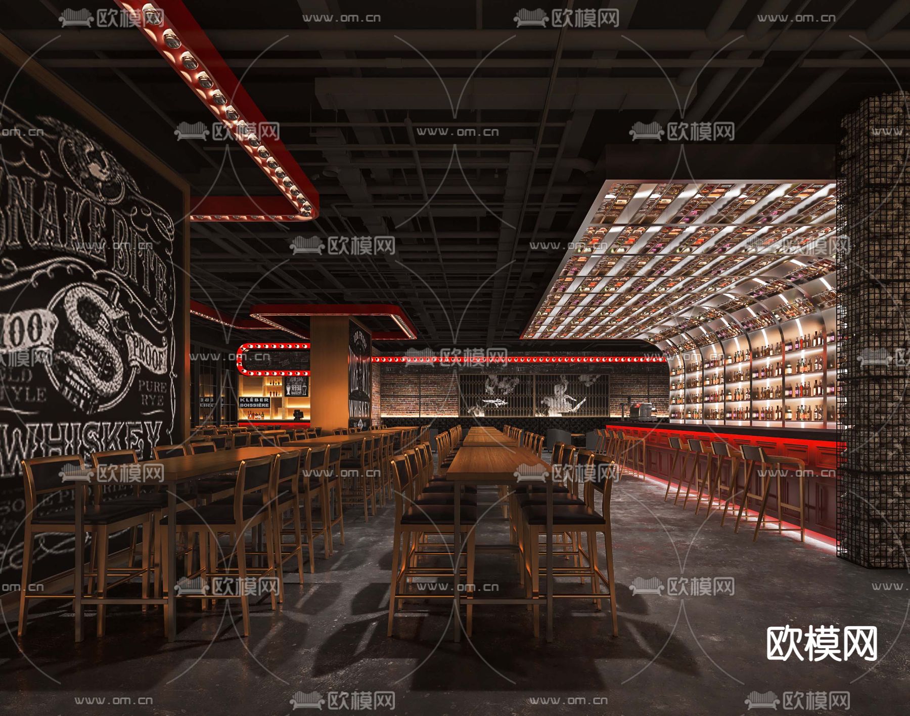 工业风酒吧su模型下载（渲染图1）