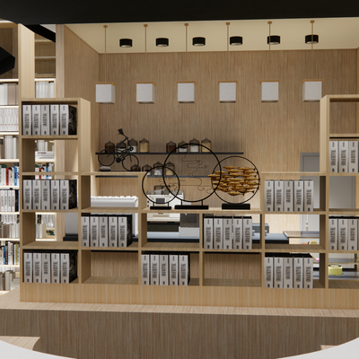  现代网红书吧su模型 