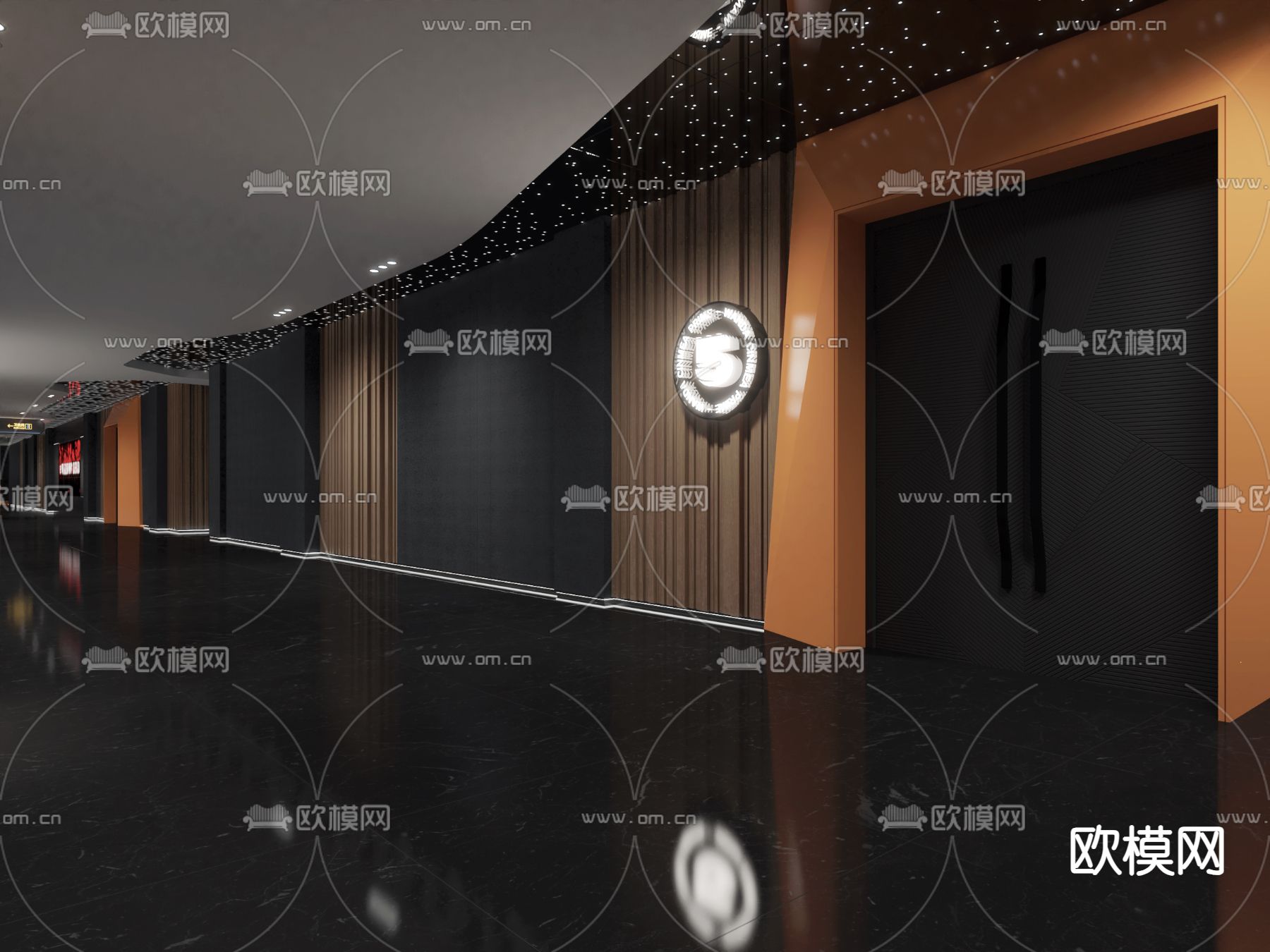 电影院走廊3d模型下载（渲染图2）