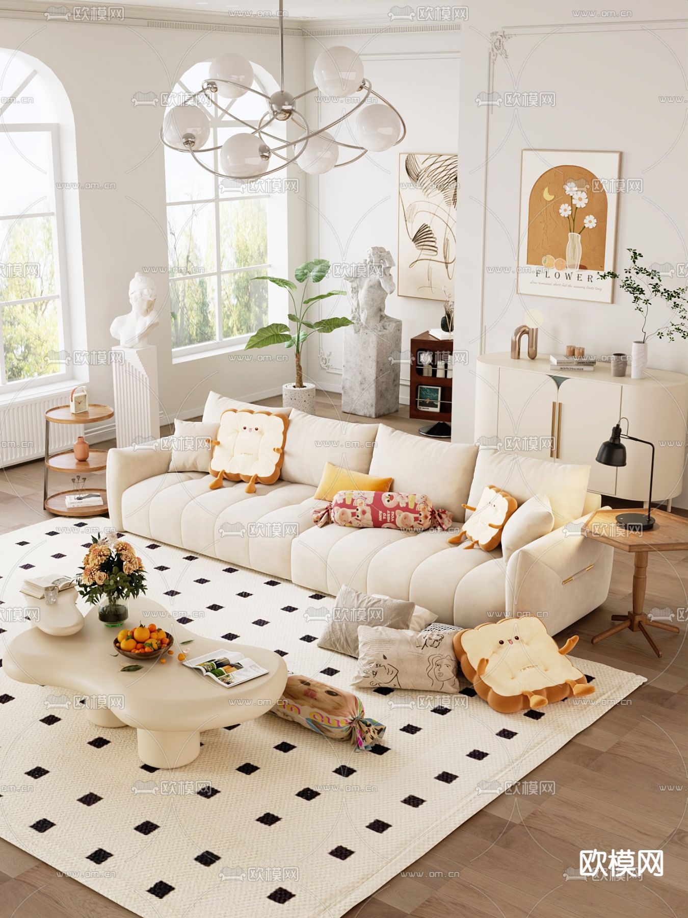 多人沙发 软体沙发3d模型下载（渲染图1）