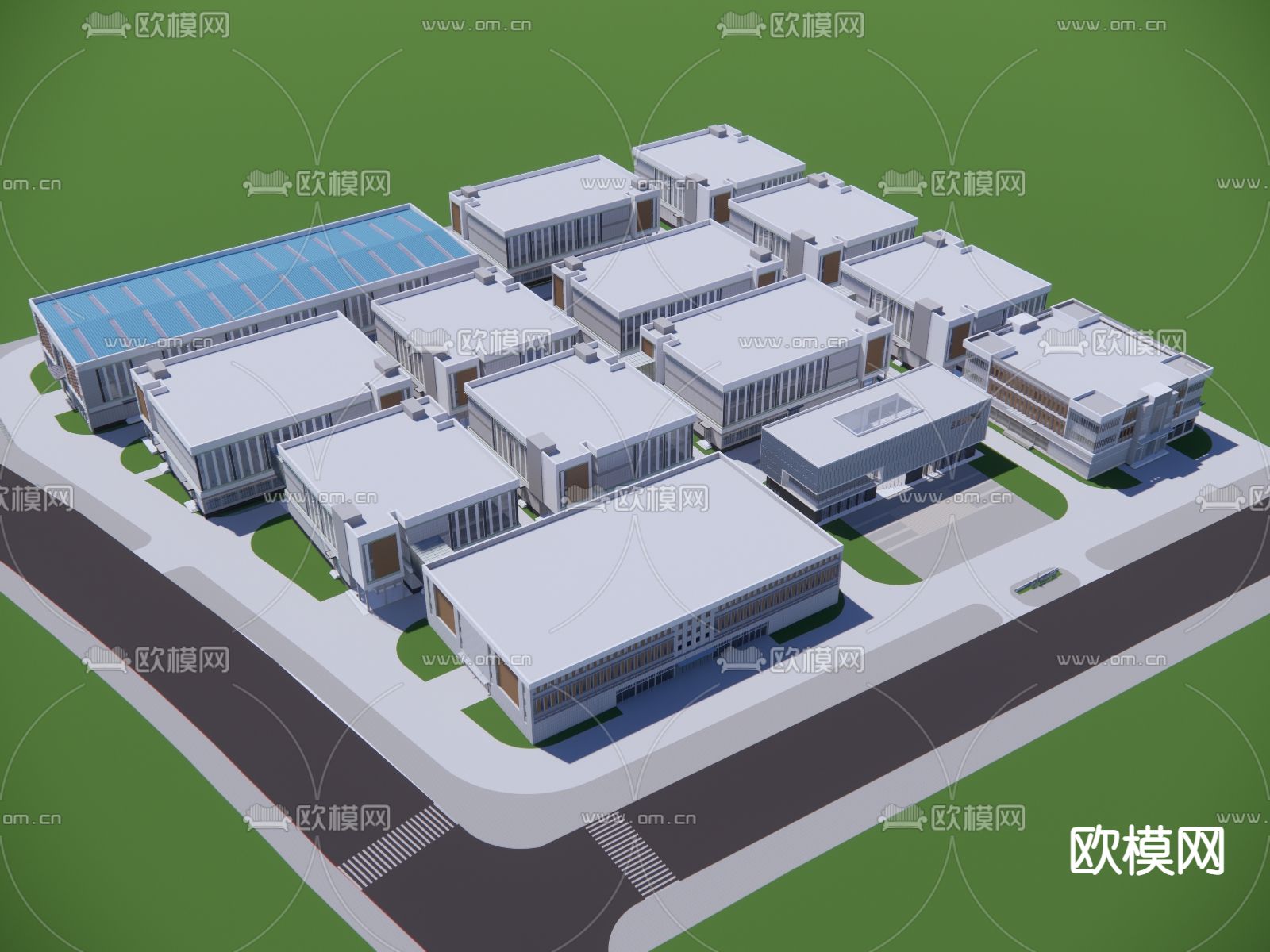 办公产业园su模型下载（渲染图2）