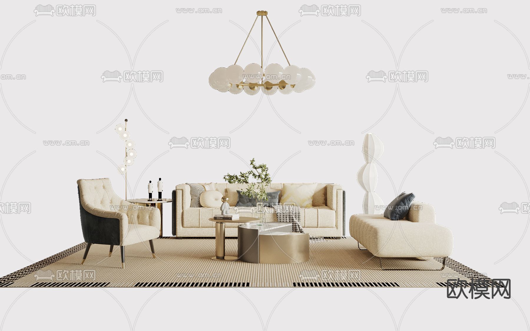 简欧组合沙发3d模型下载