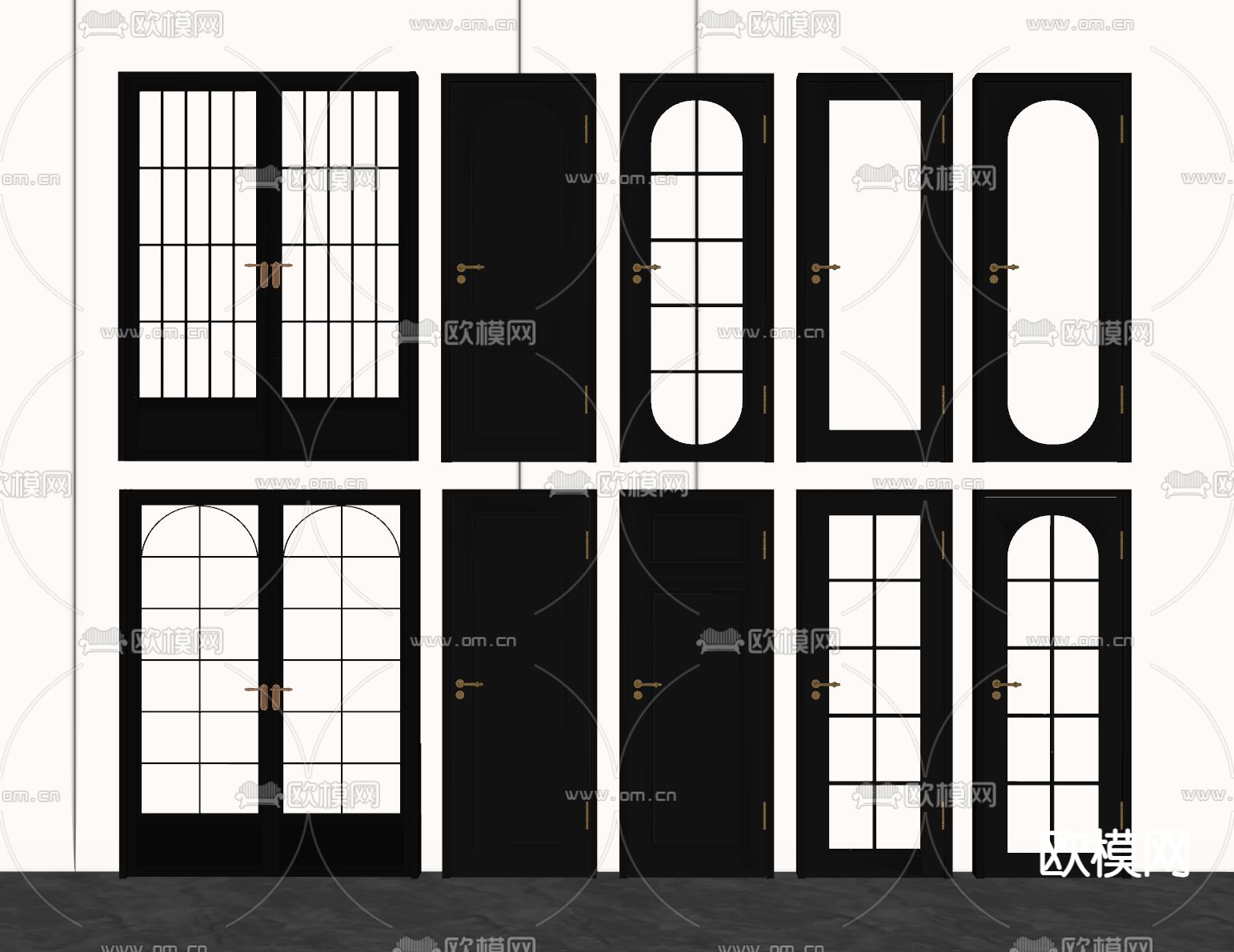 法式单开门 双开门 厨卫门su模型下载（渲染图2）