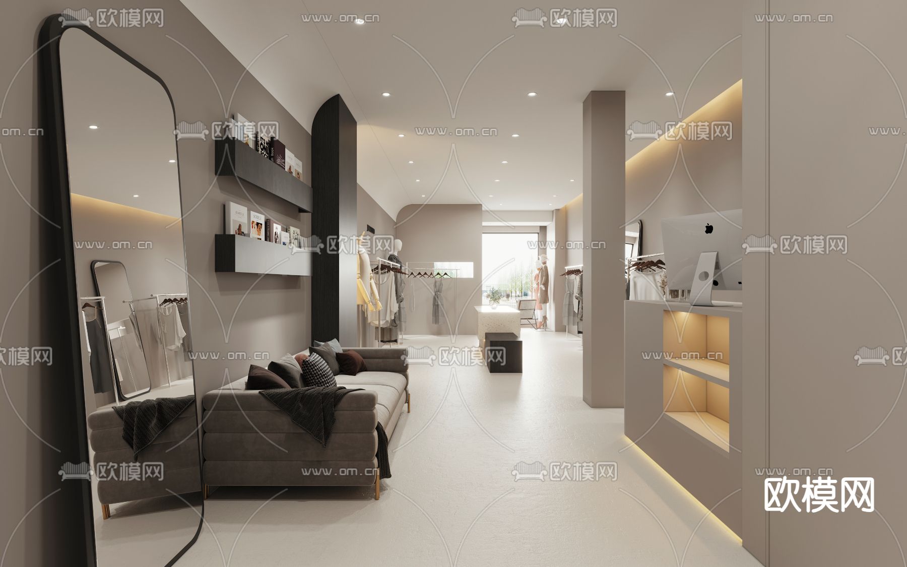 极简服装店 女装店3d模型下载（渲染图2）