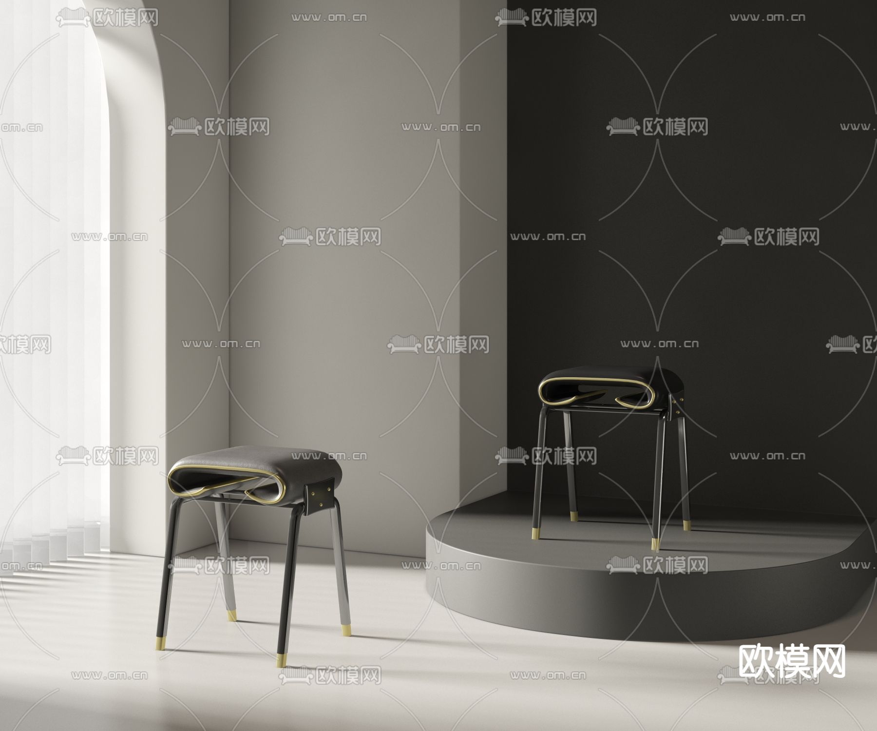 创意凳子 方凳3d模型下载（渲染图1）